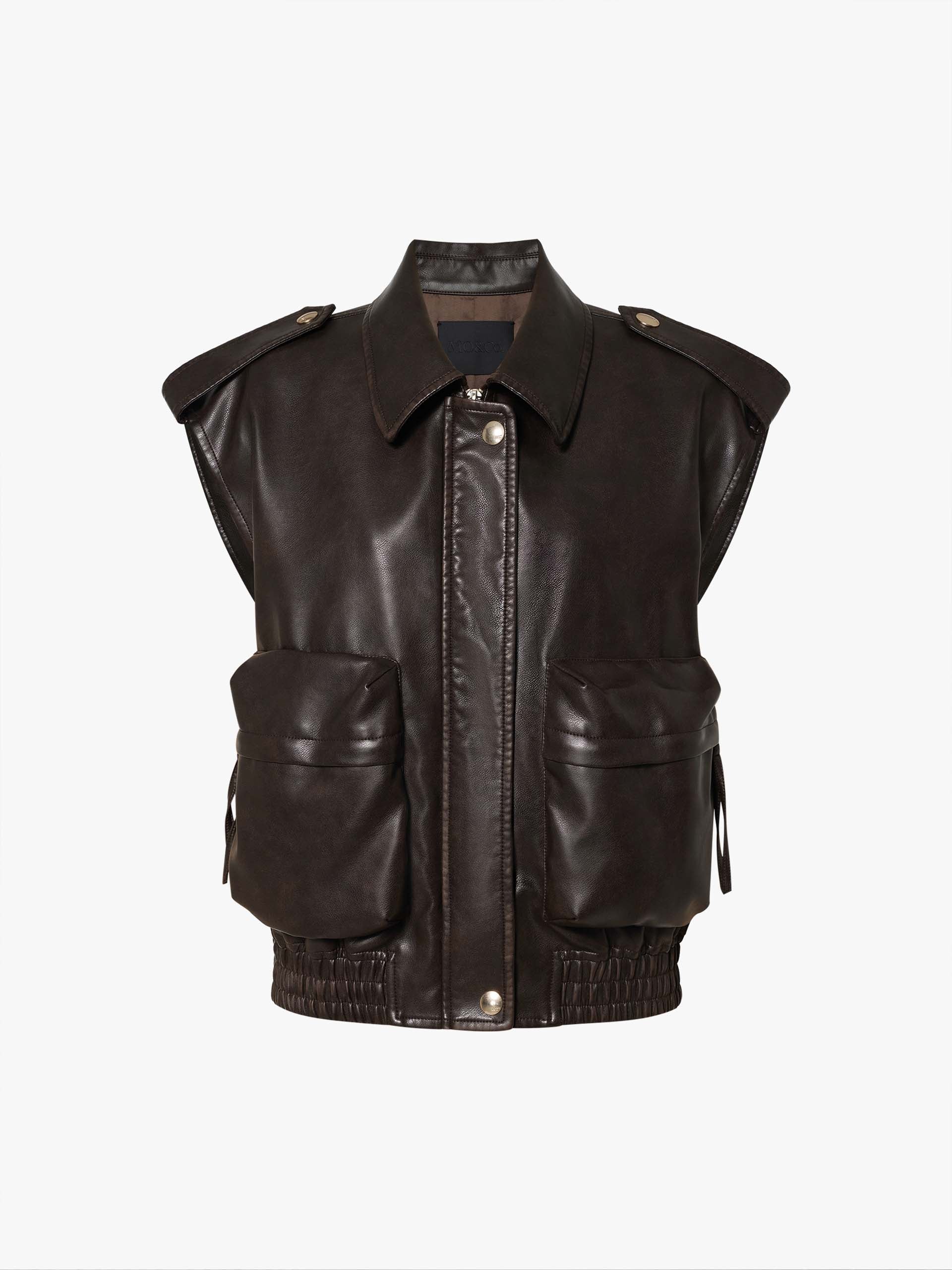 Front Pocket Leather Waistcoat - Image 5