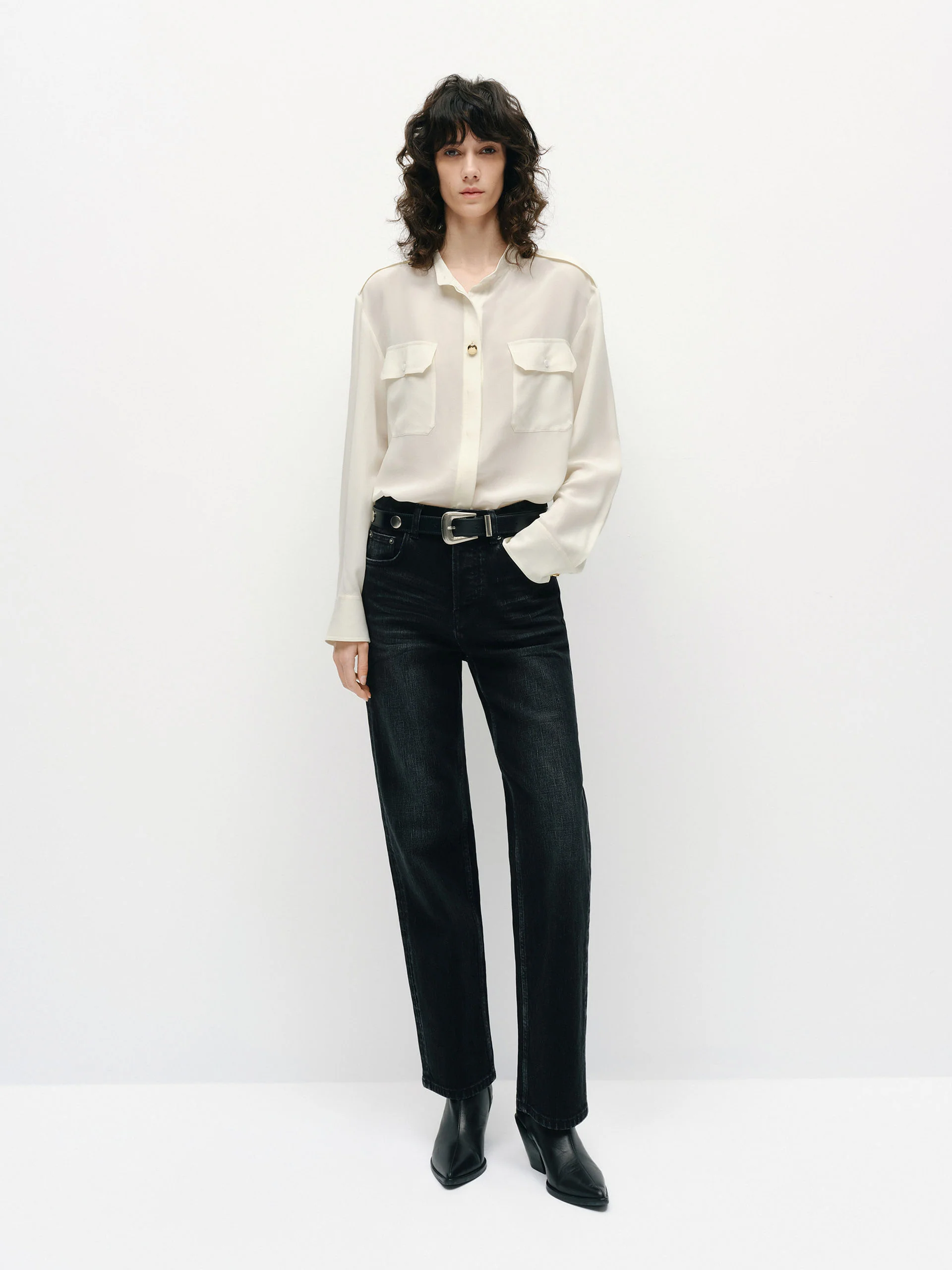 Front Pocket Silk Top - Image 3