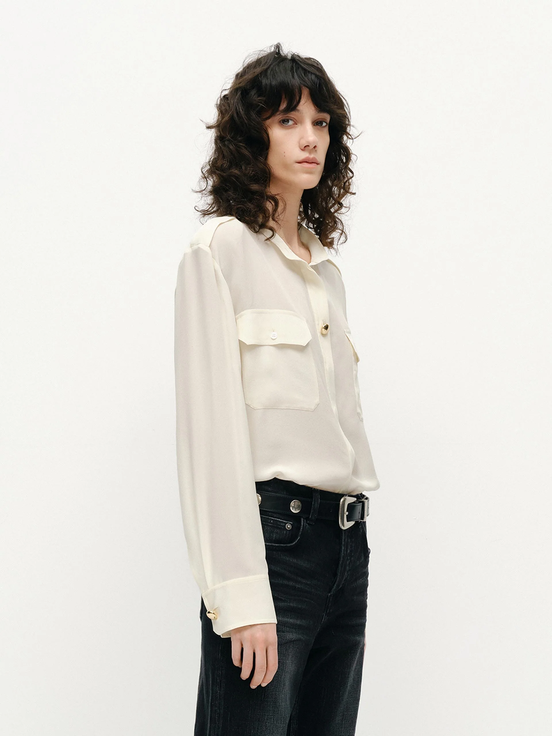Front Pocket Silk Top - Image 7