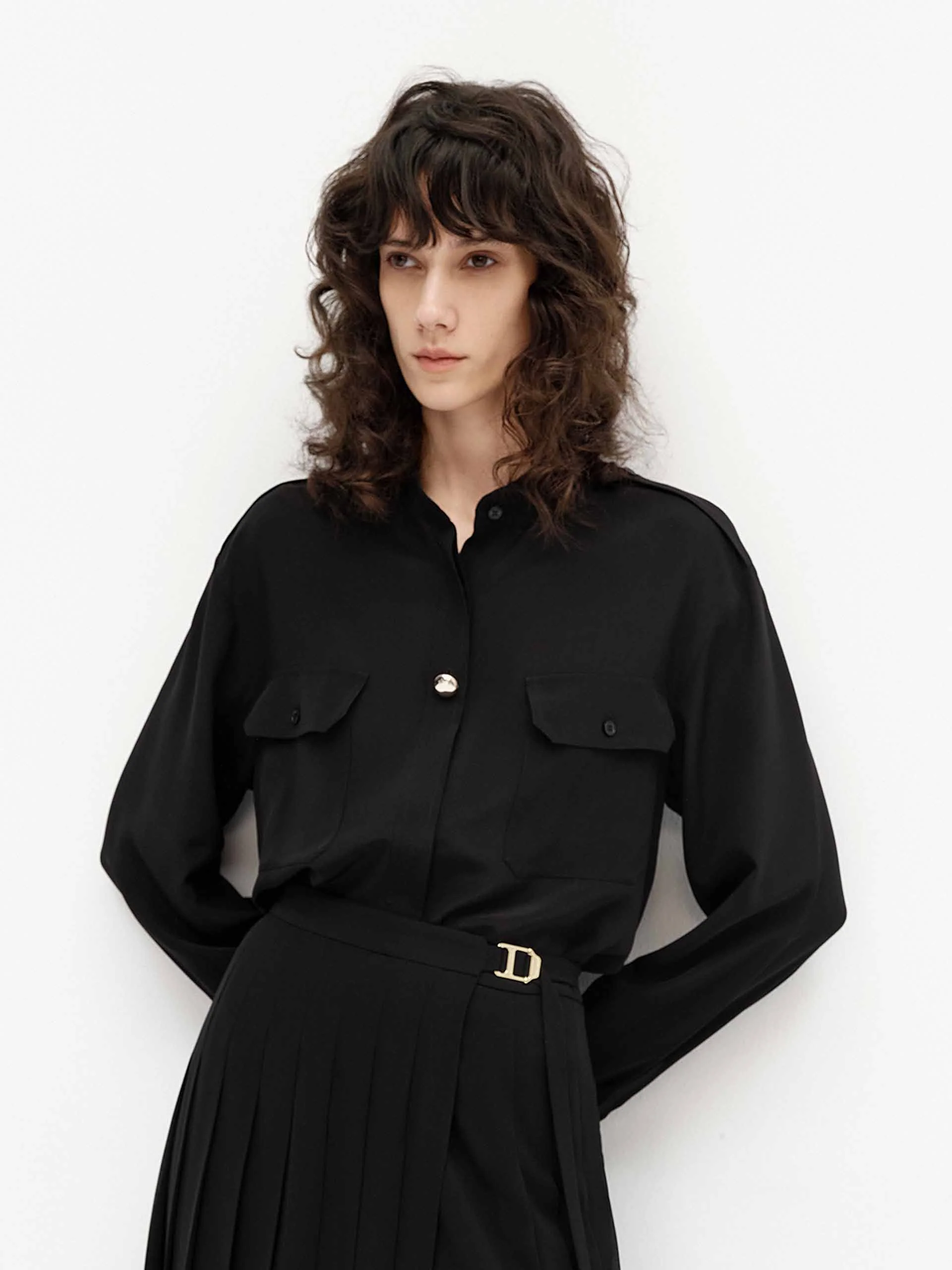Front Pocket Silk Top - Image 9