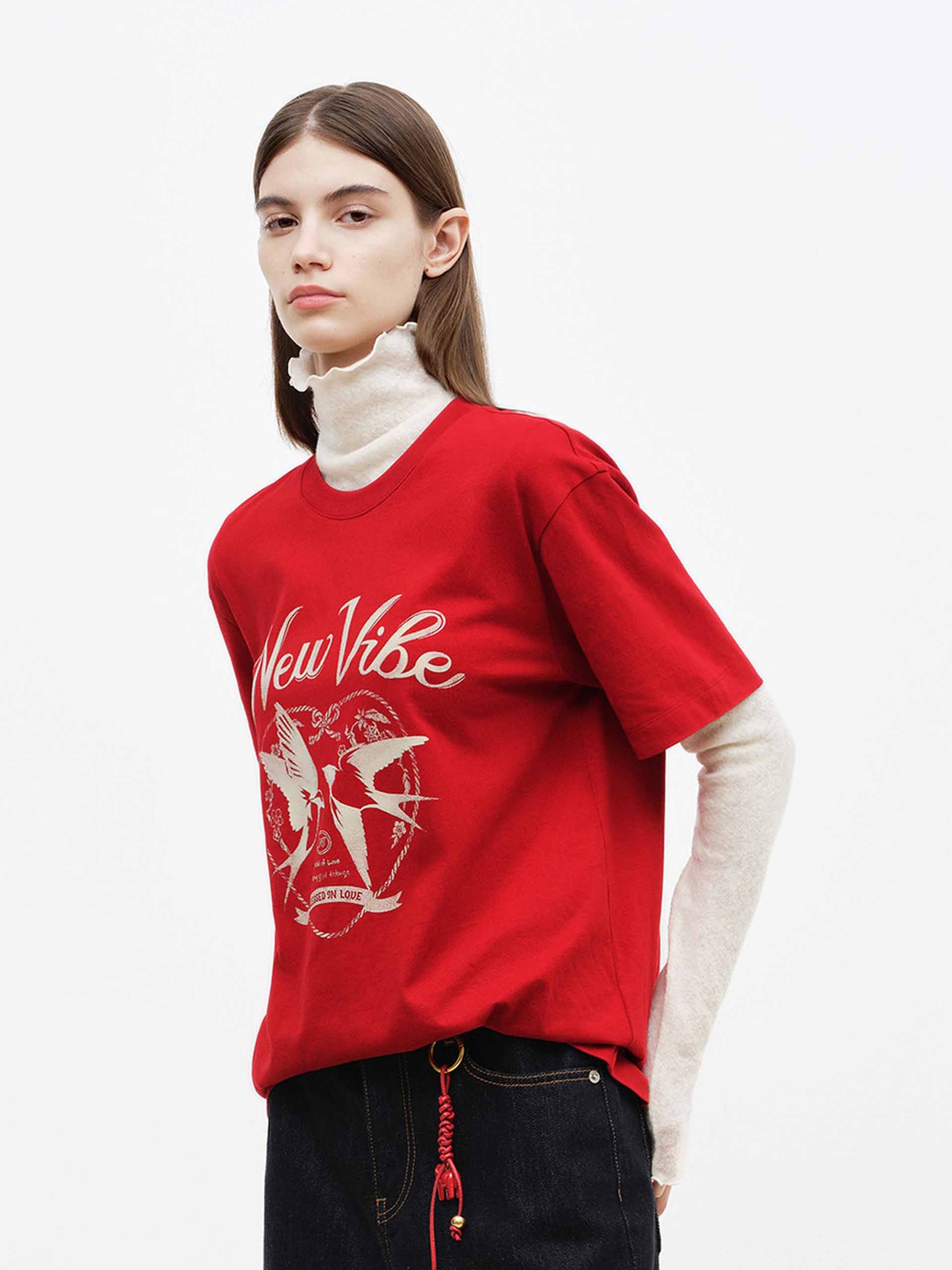 Front Printed Cotton T-shirt - Image 13