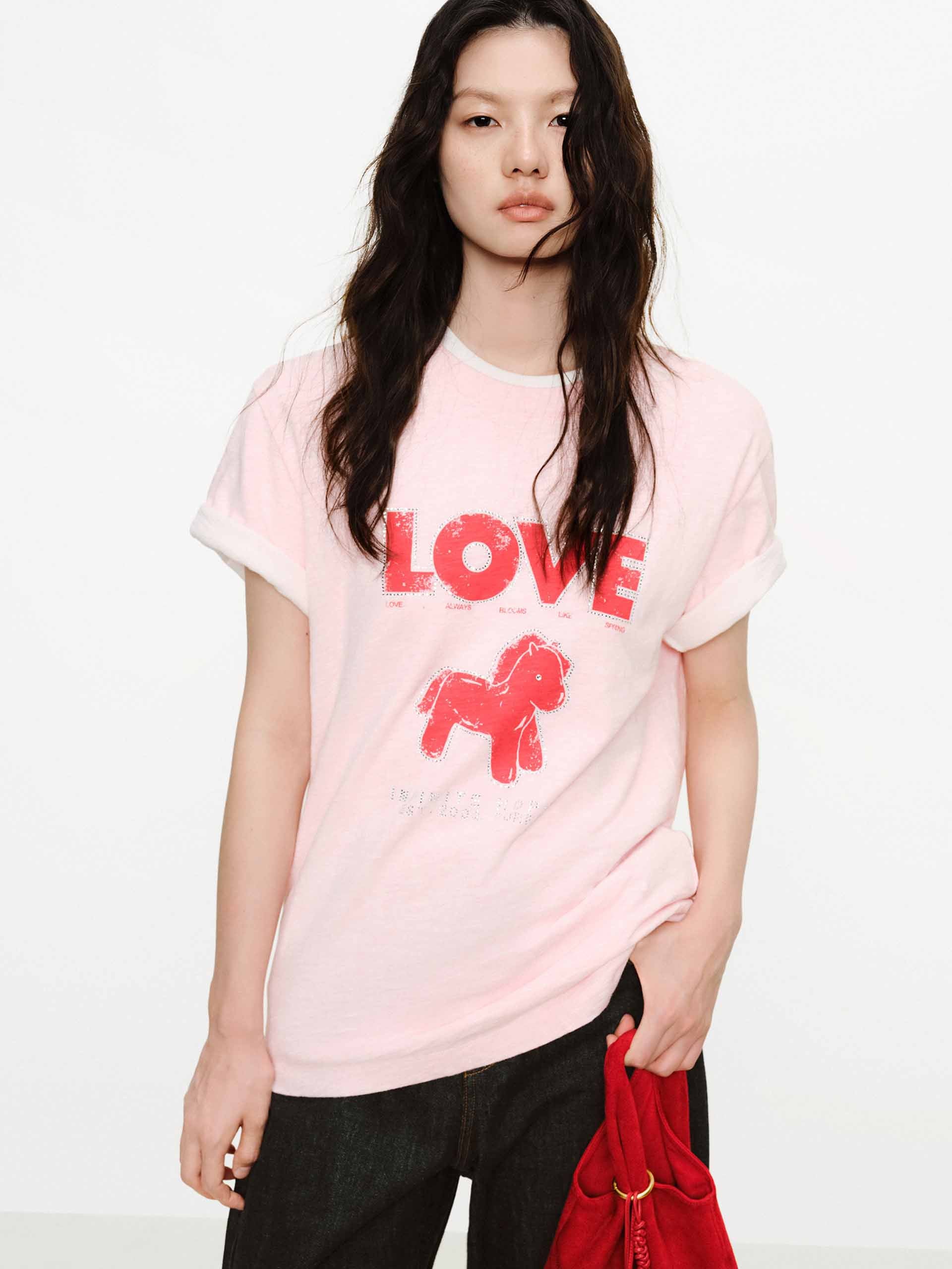 Front Rhinestone Cotton T-shirt - Image 15