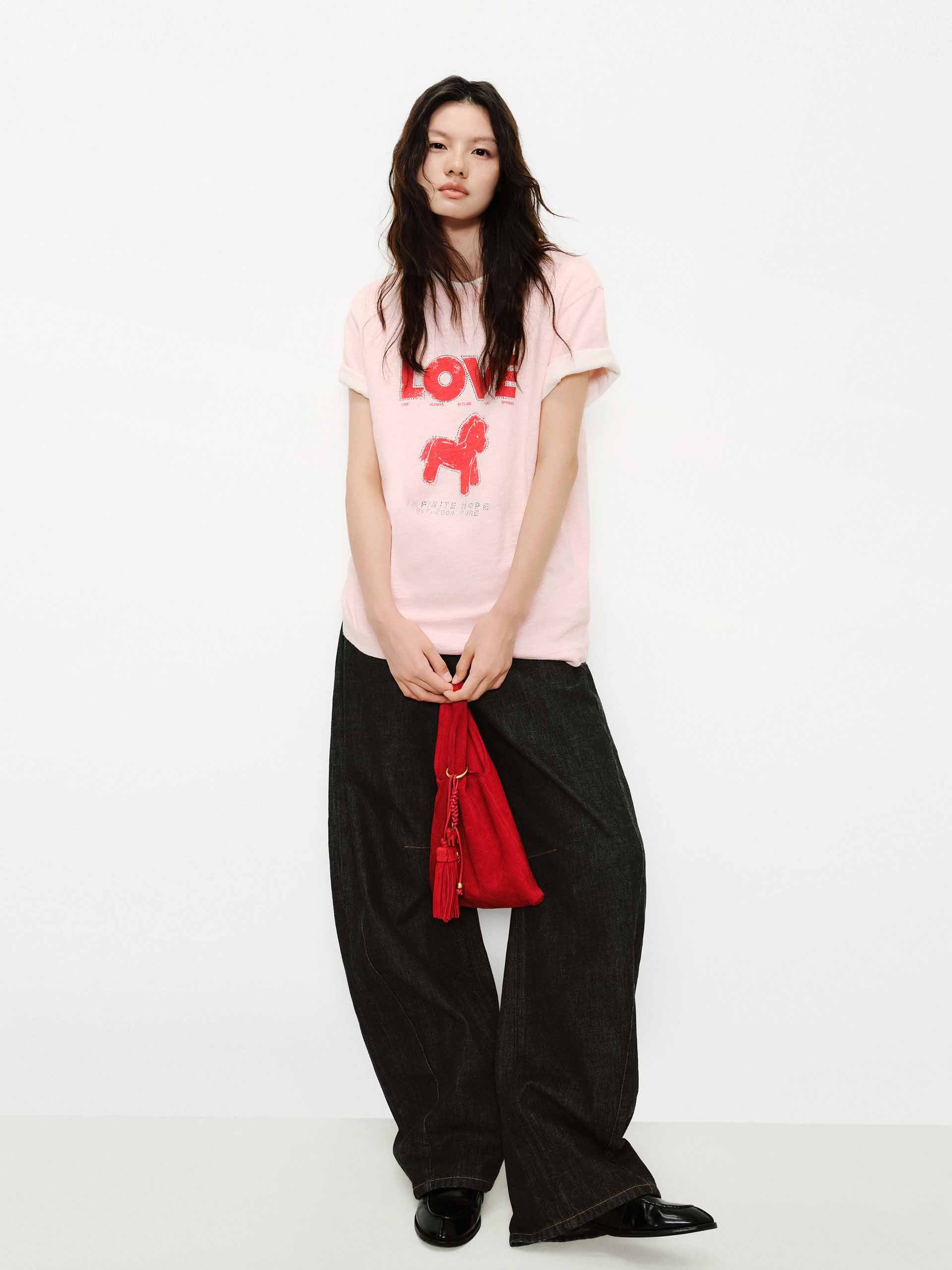 Front Rhinestone Cotton T-shirt - Image 16