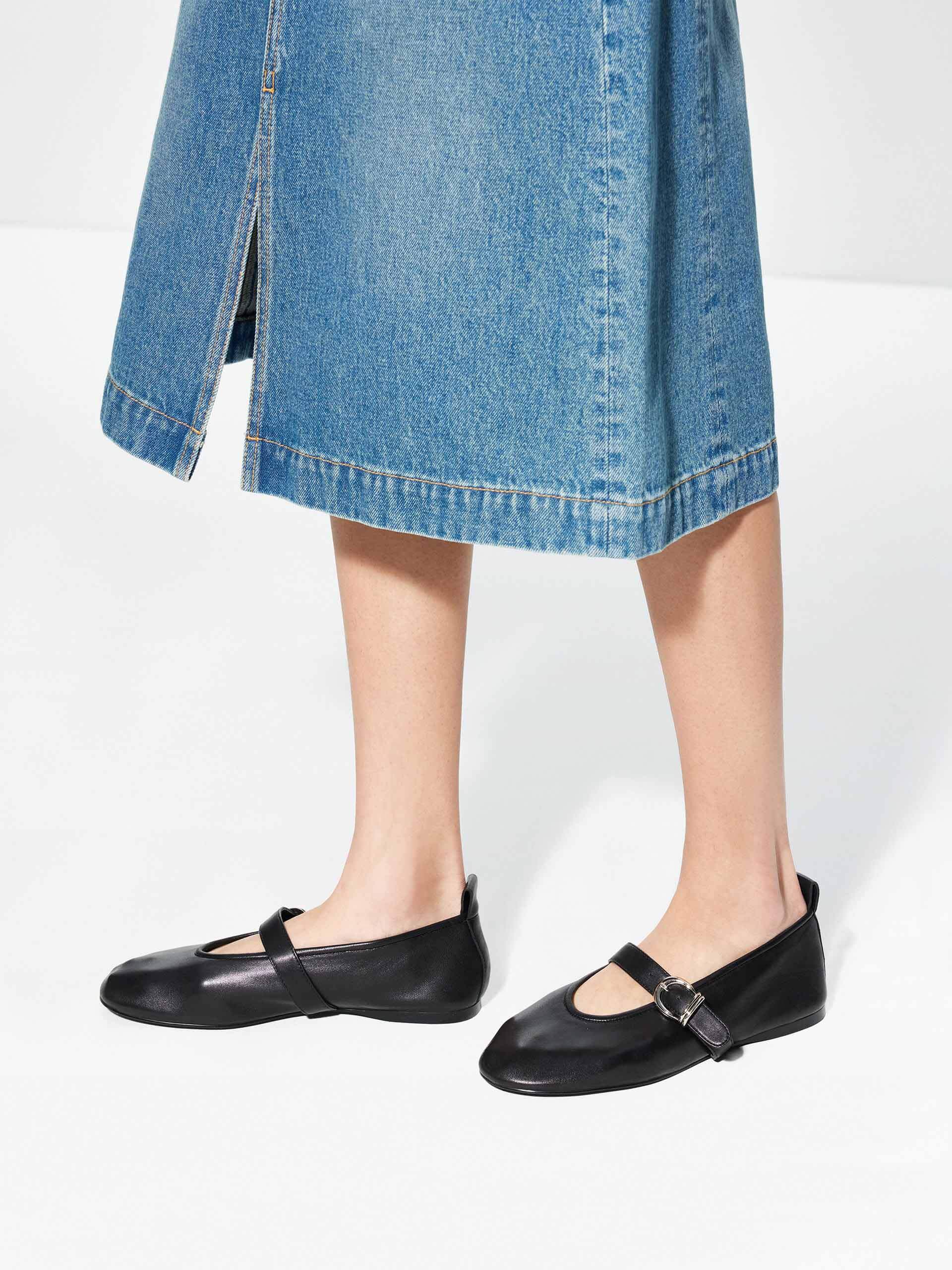 Front Slit Cotton Denim Skirt - Image 7