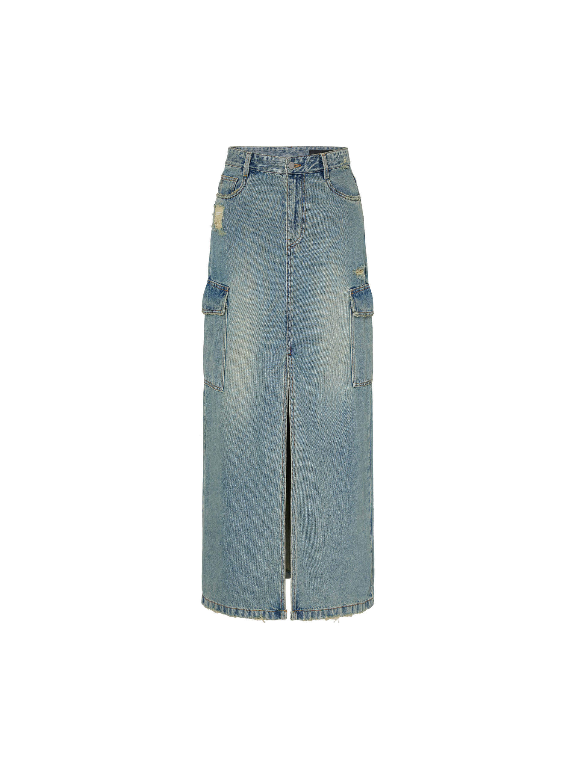 Front Slit Distressed Skirt - Image 5
