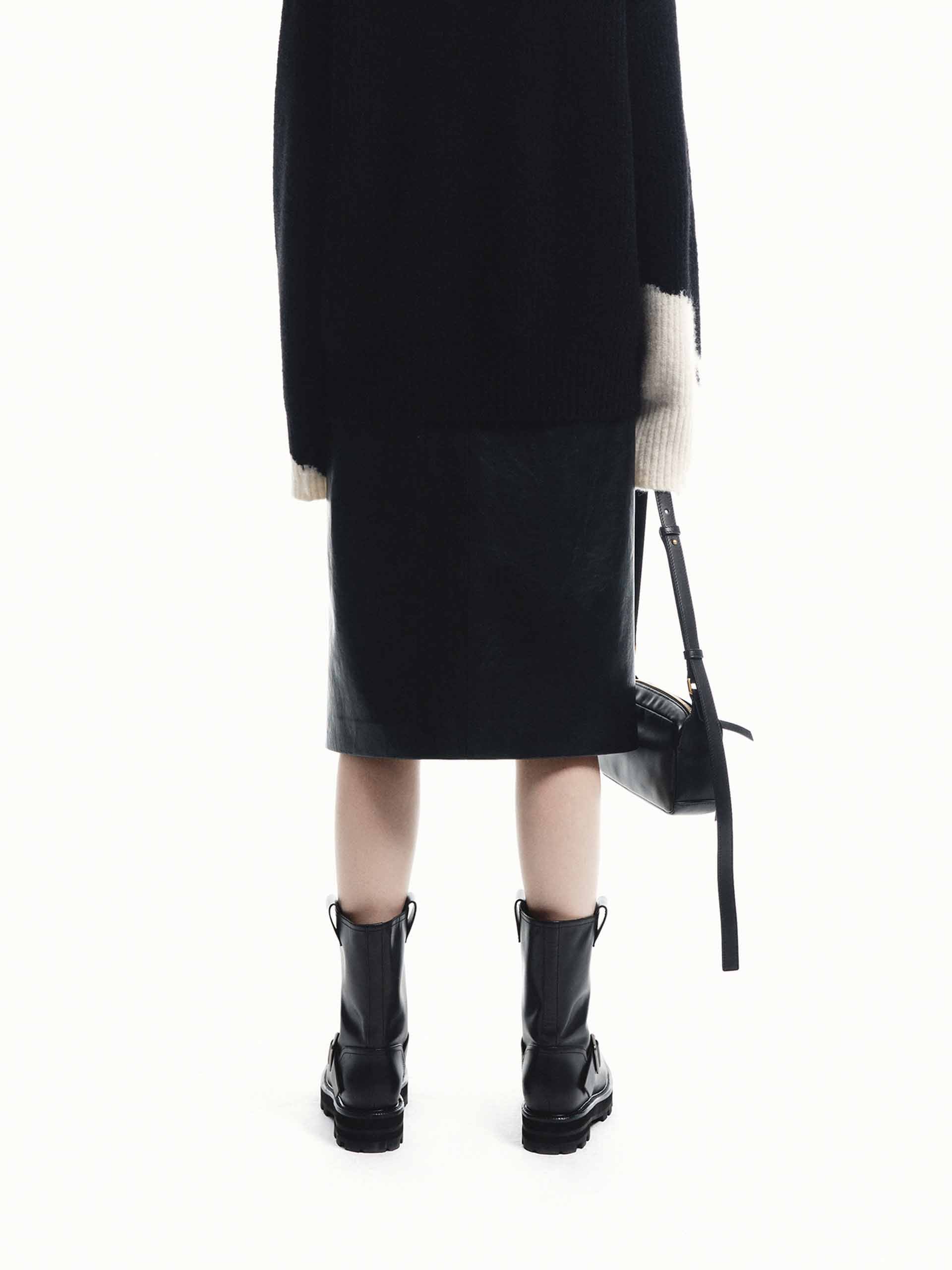 Front Slit Midi Leather Skirt - Image 6
