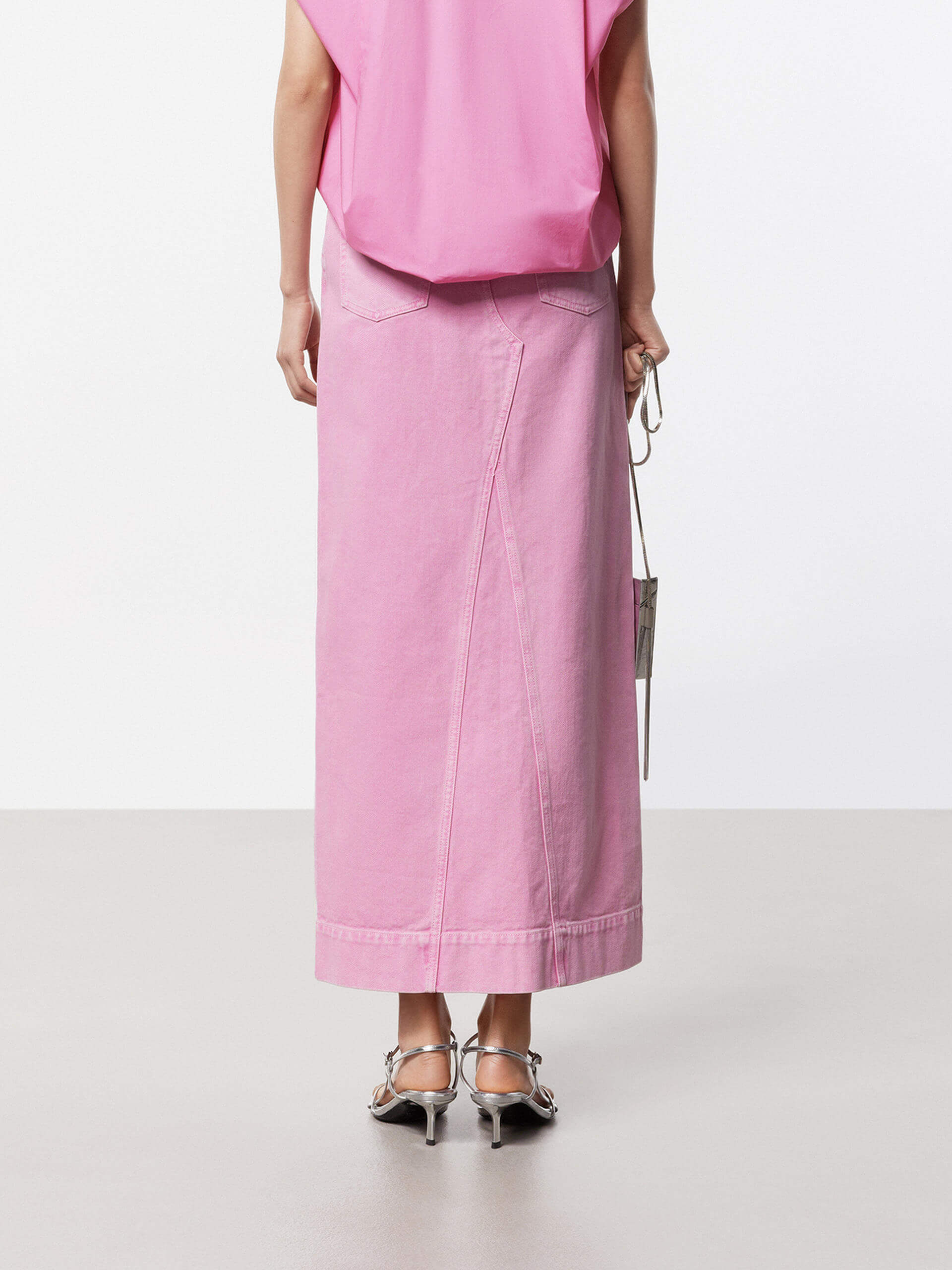 Front Slit Pink Skirt - Image 3