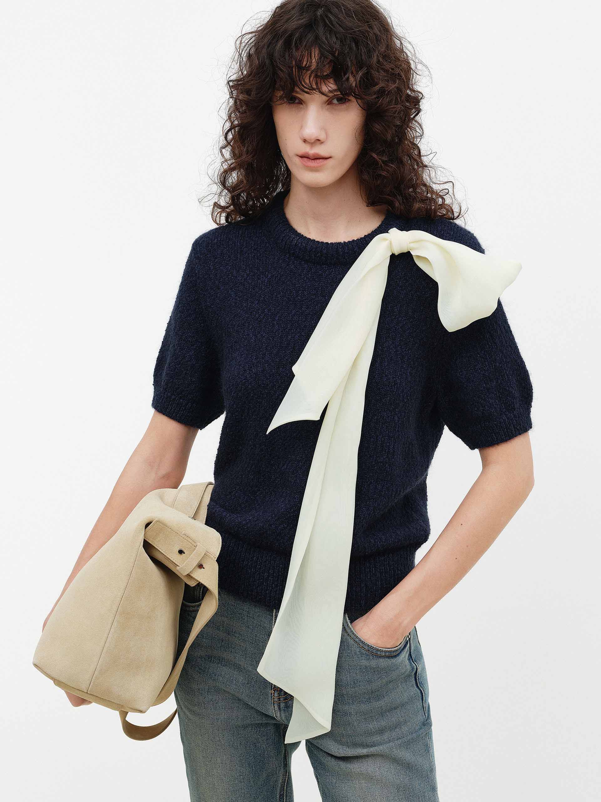 Front Tie Short Sleeves Top