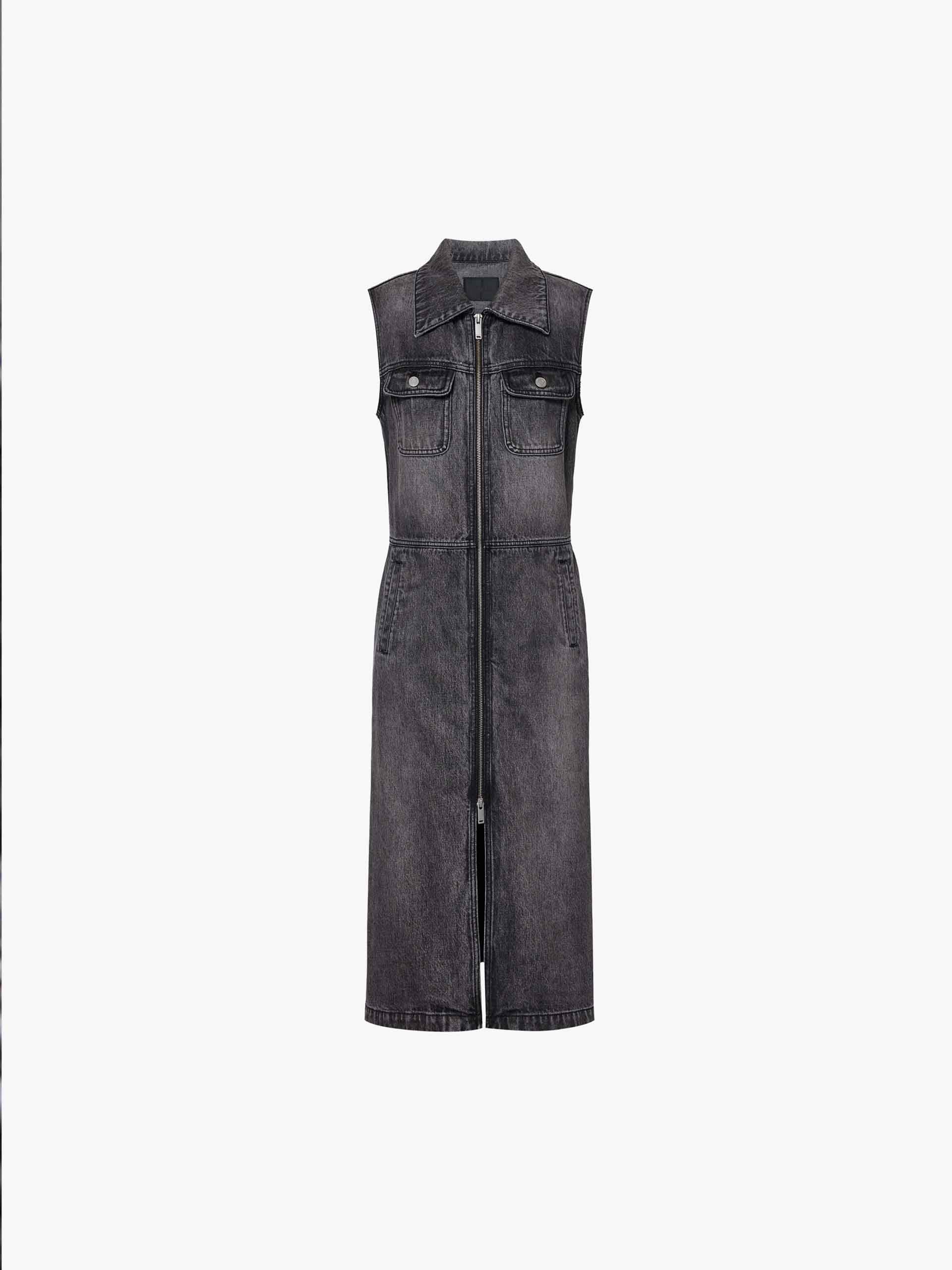 Front Zip Denim Dress - Image 5