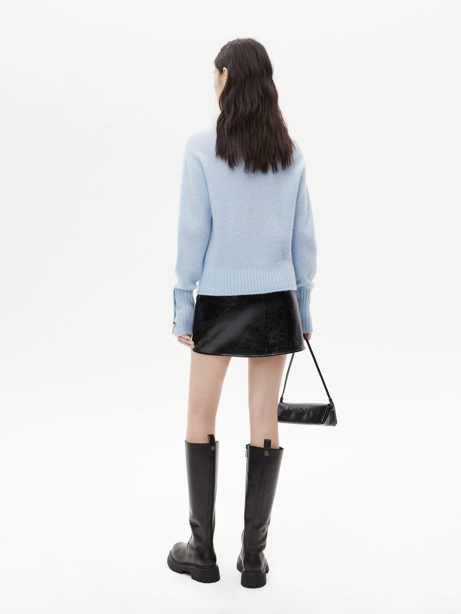 Front Zipper Leather Skirt - Image 8