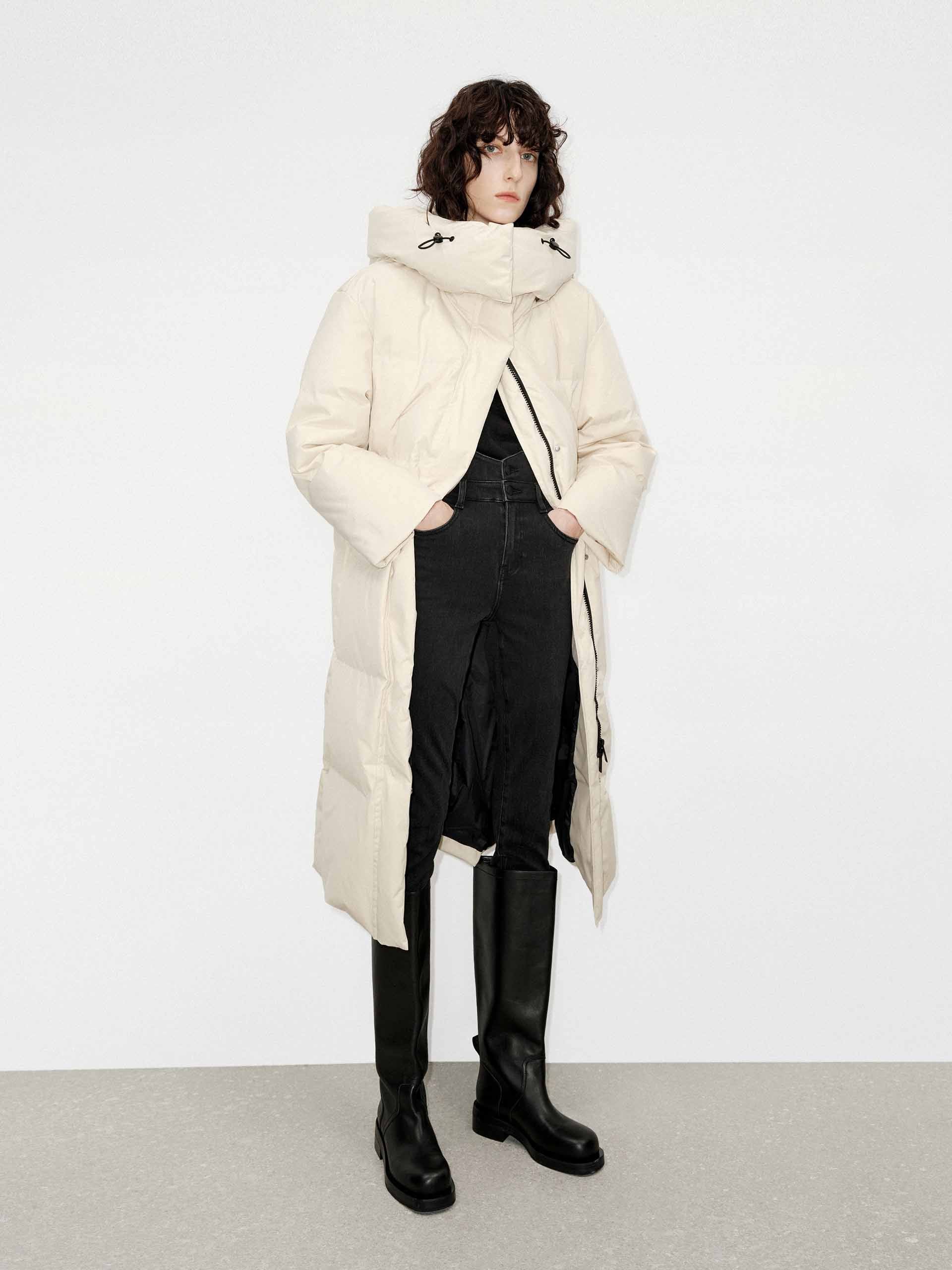 Funnel Neck Long Down Jacket - Image 10
