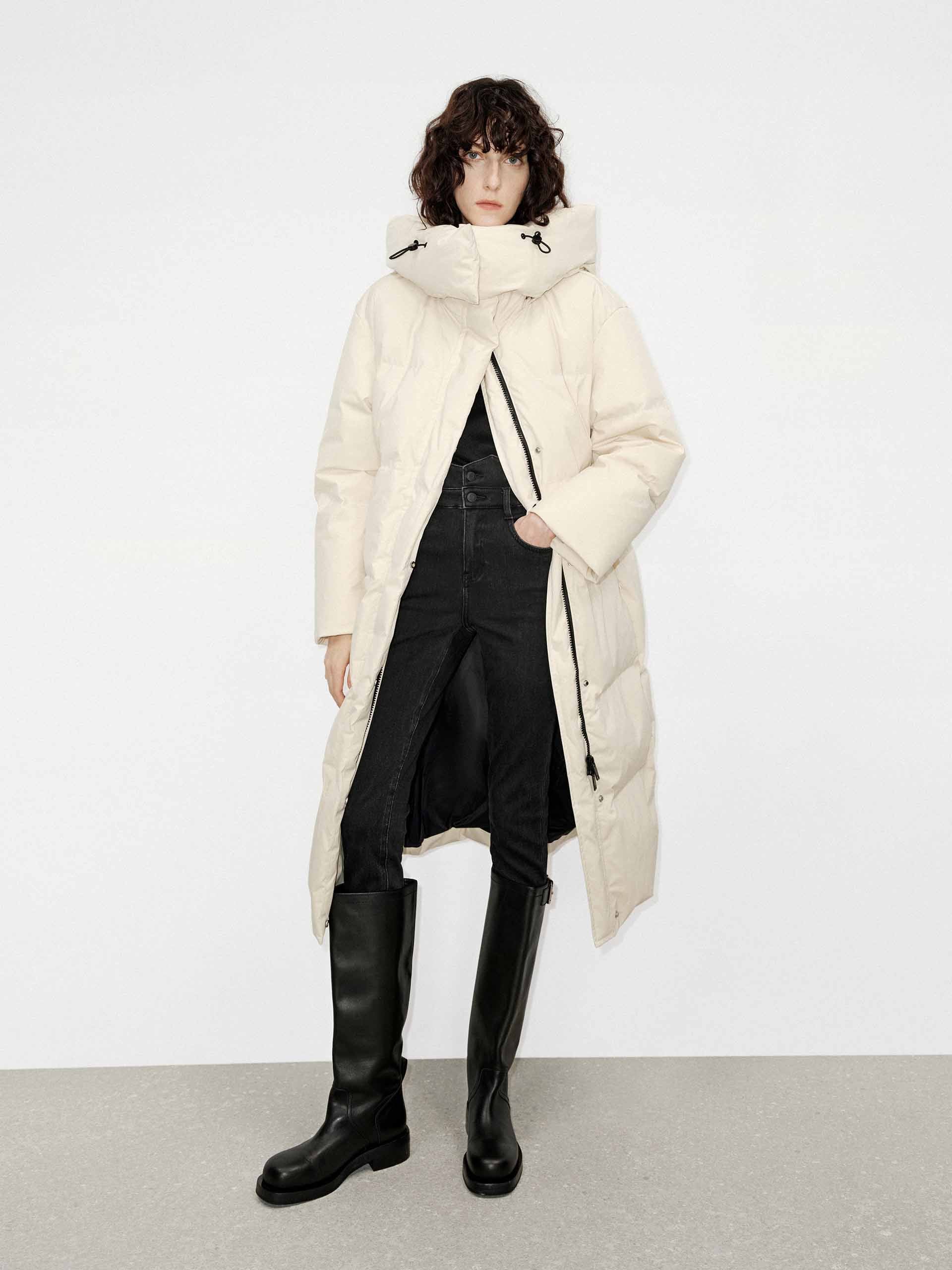 Funnel Neck Long Down Jacket - Image 9