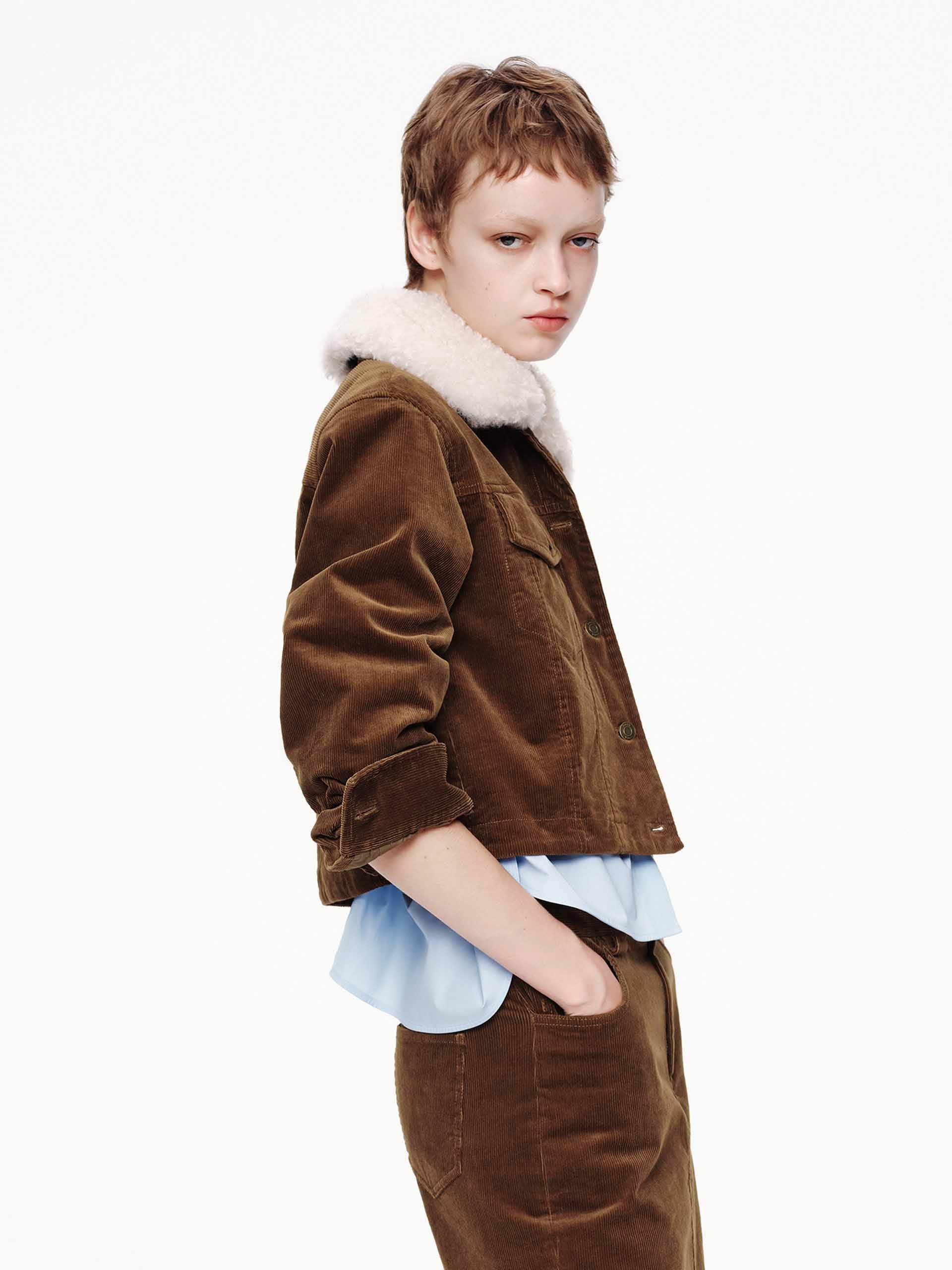 Fur Collar Corduroy Jacket - Image 3