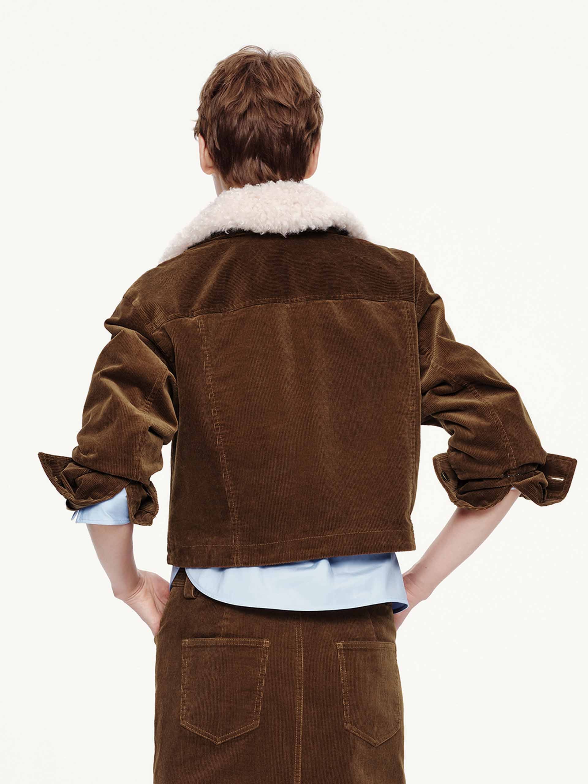Fur Collar Corduroy Jacket - Image 6