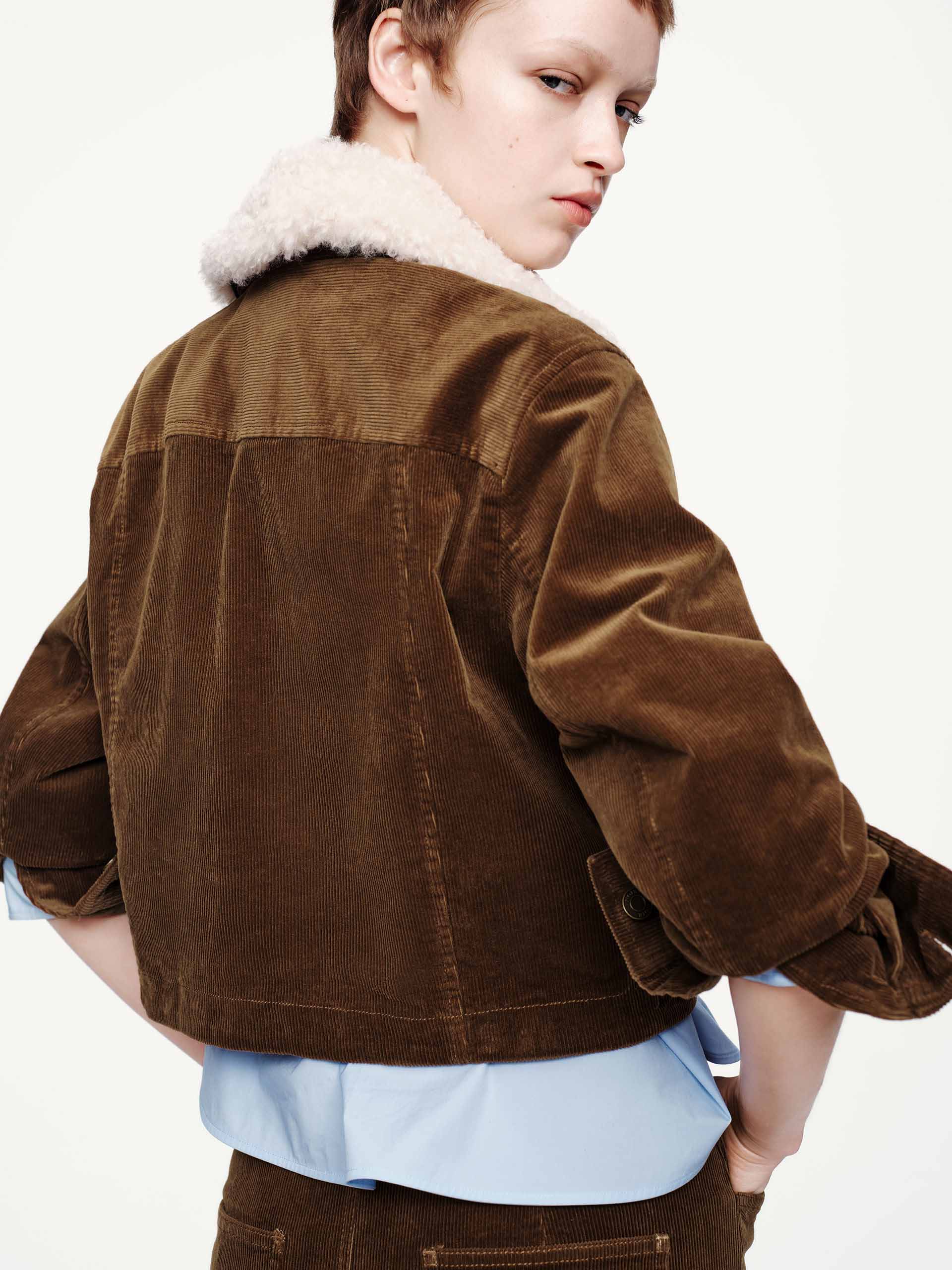 Fur Collar Corduroy Jacket - Image 8