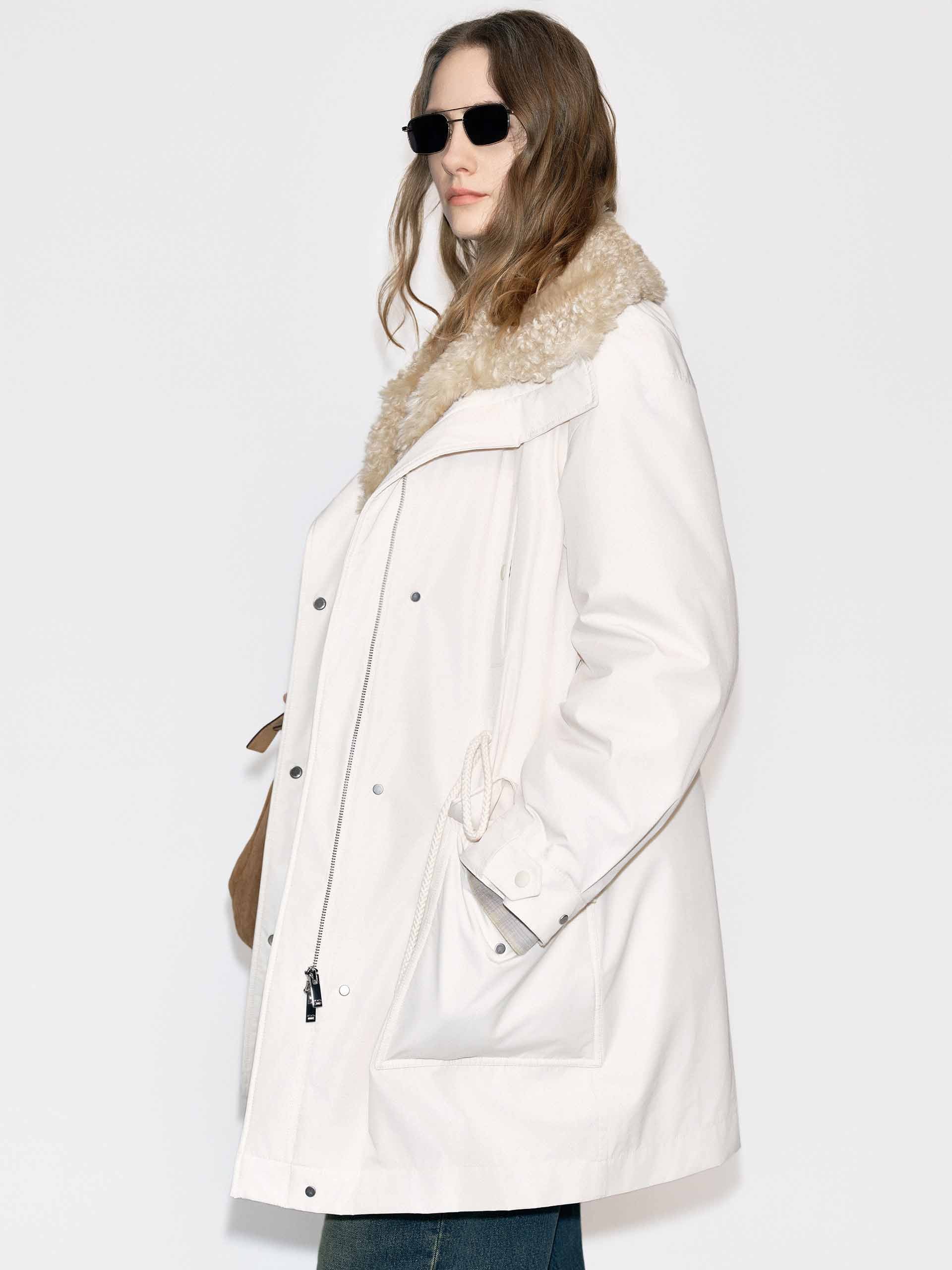 Fur Collar Drawstring Down Jacket - Image 3