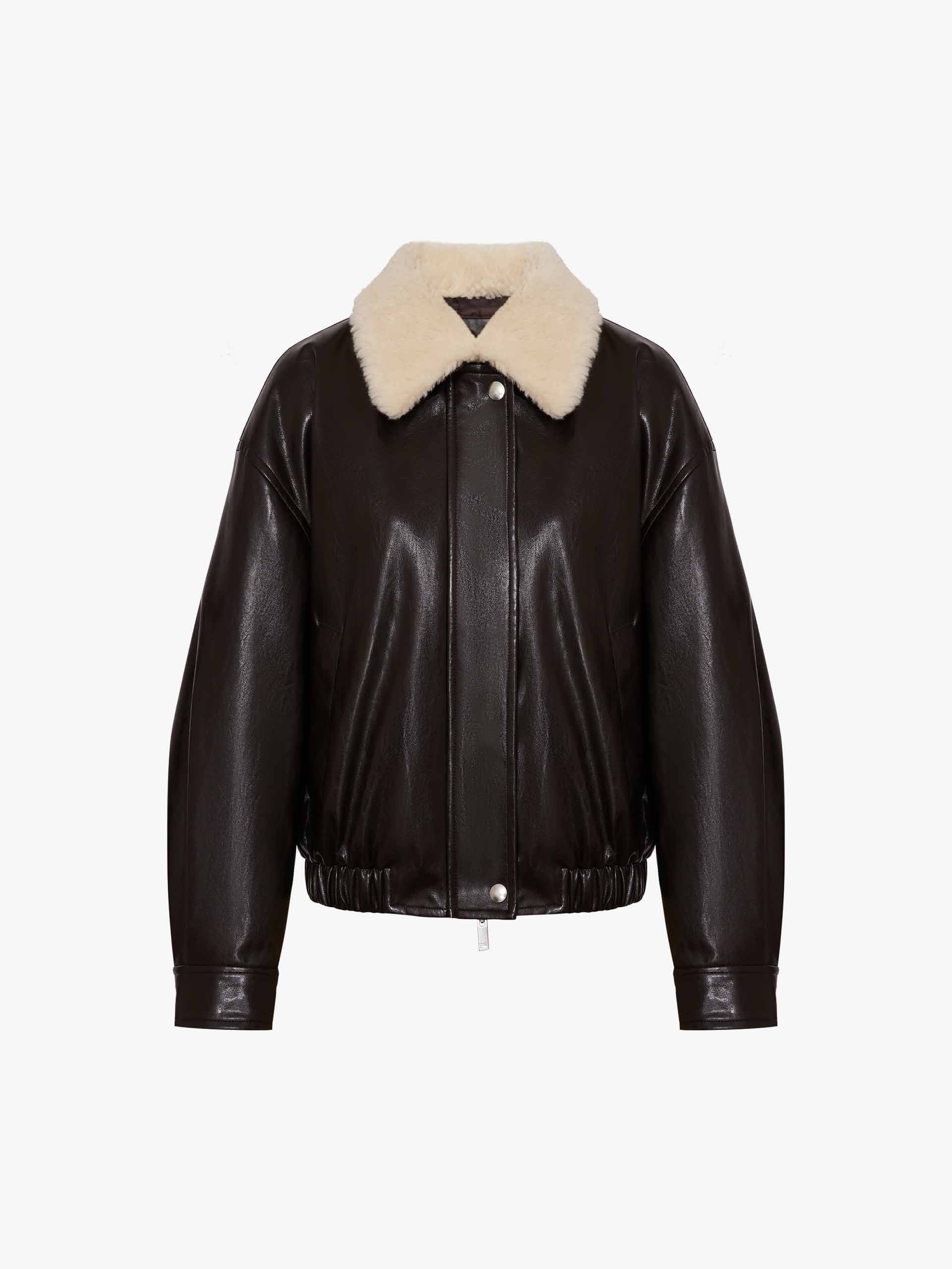 Fur Collar Leather Coat - Image 5