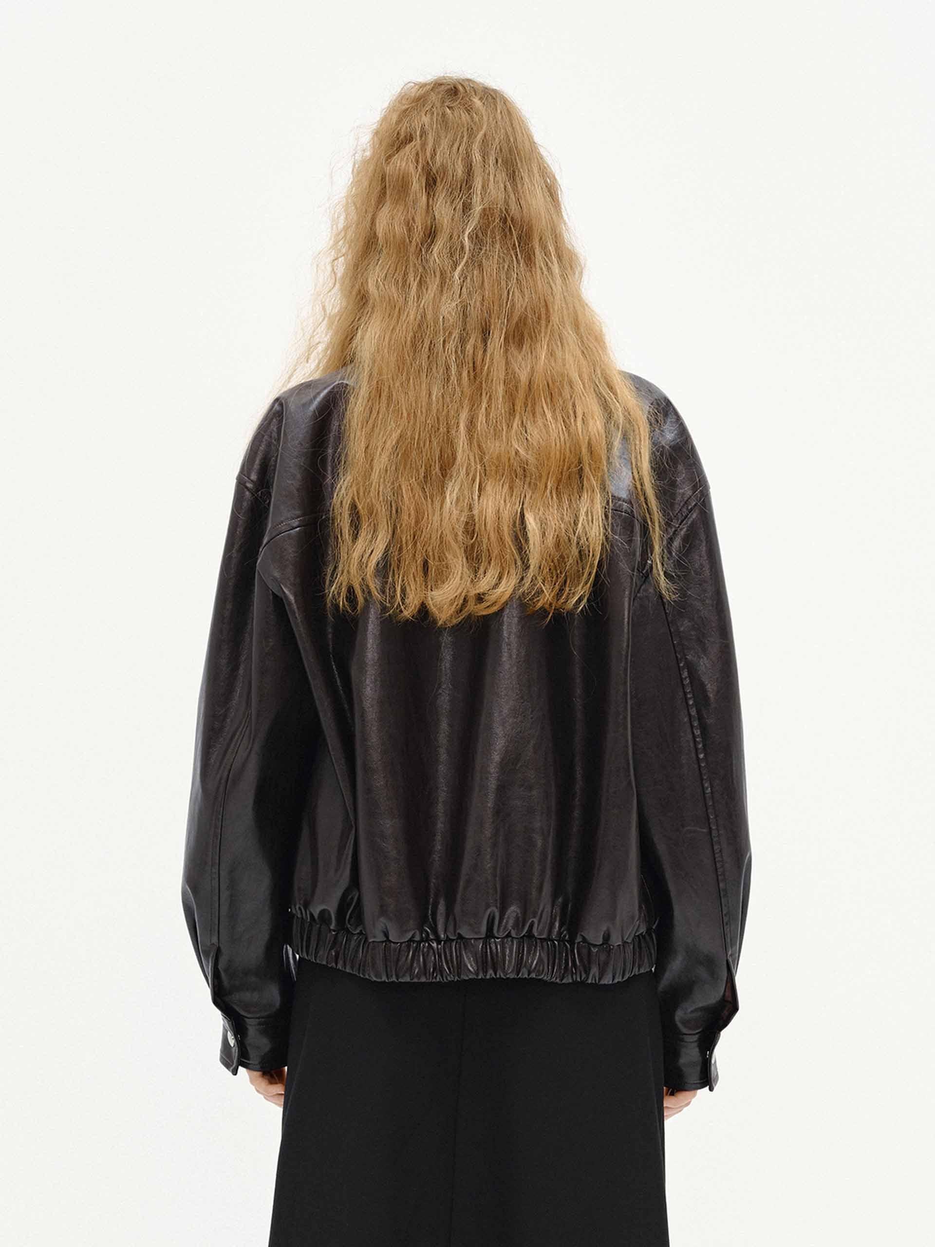Fur Collar Leather Coat - Image 8