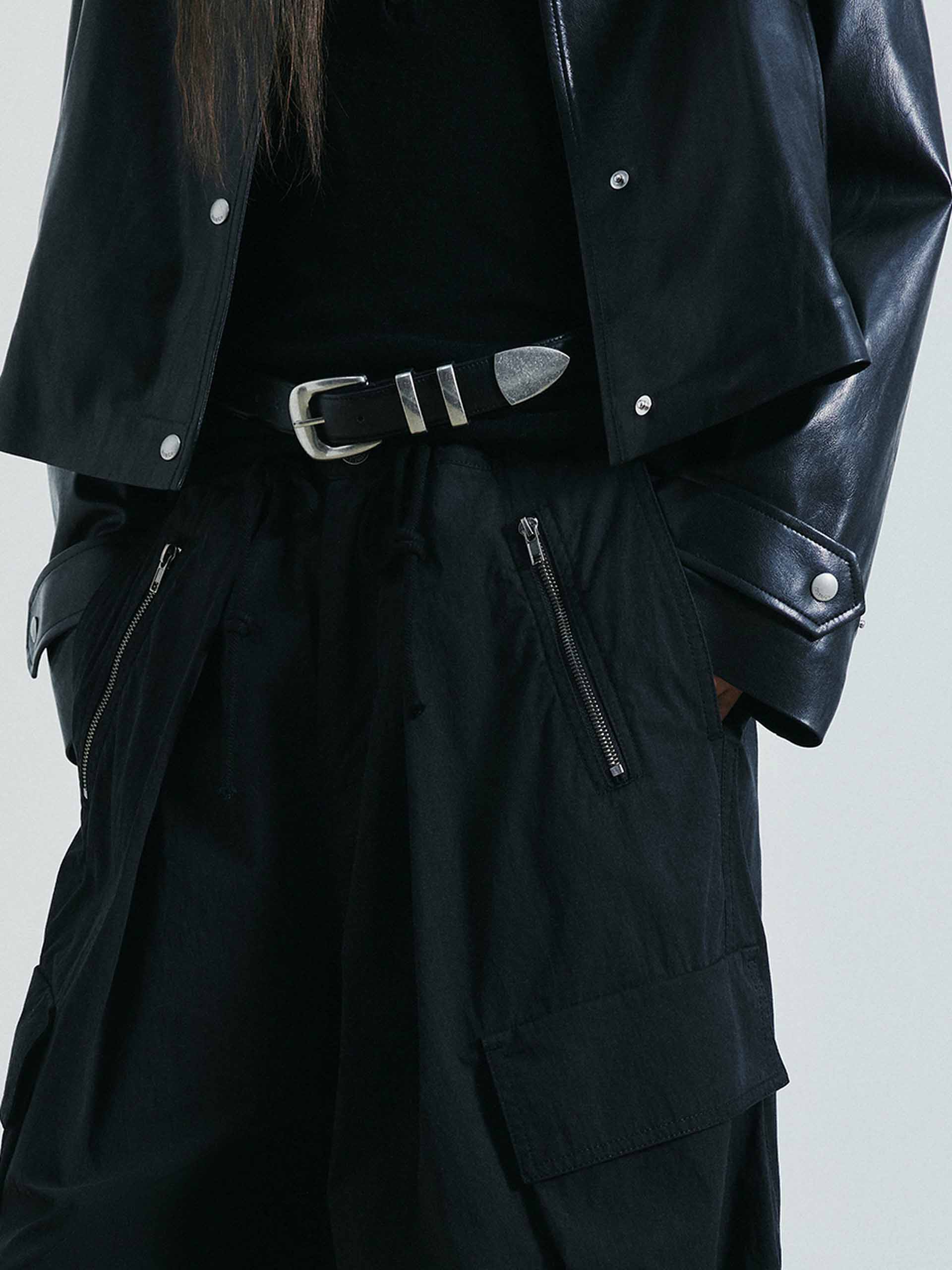 Fur Collar Leather Coat - Image 10