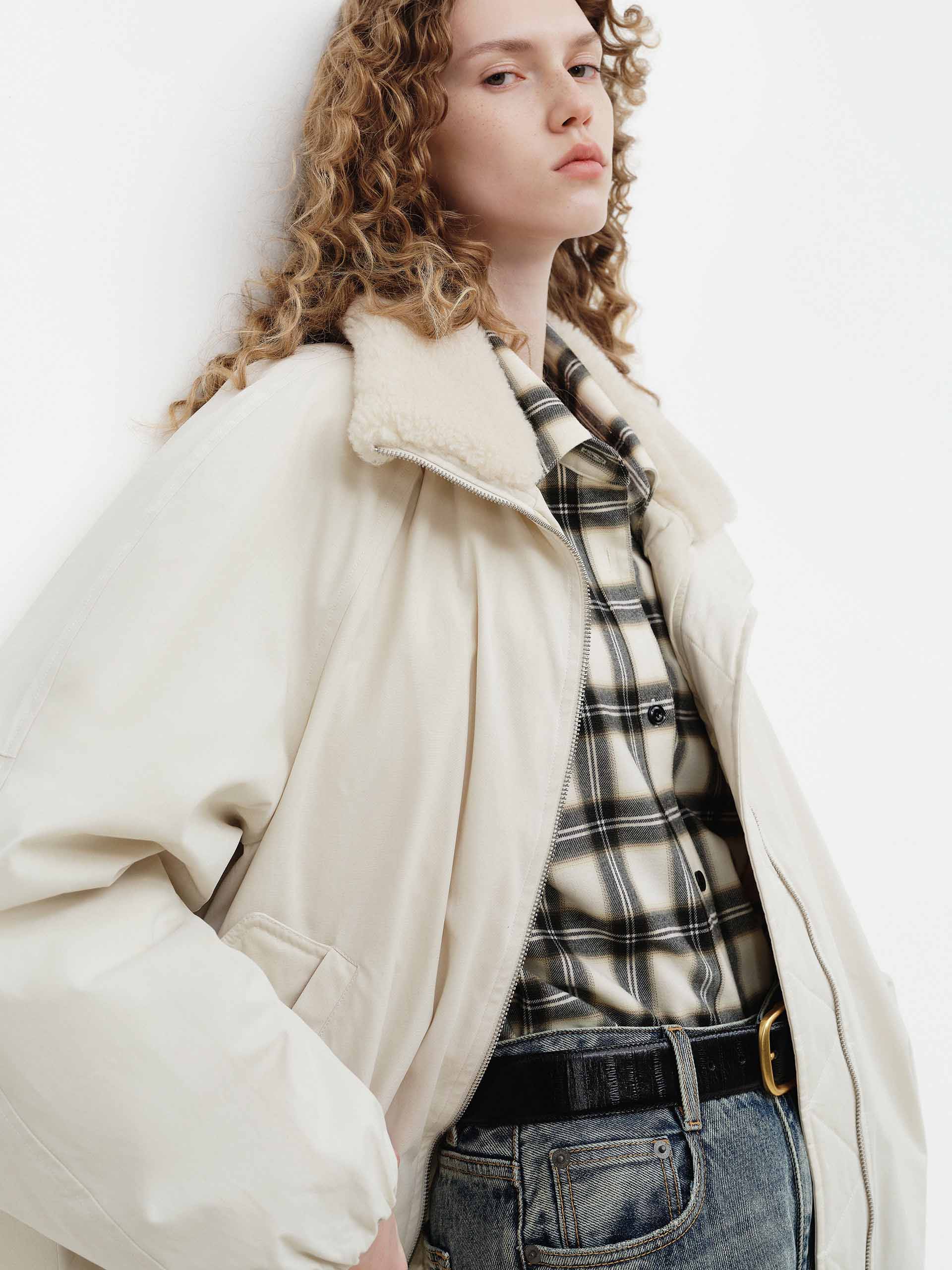 Fur Collar Zipper Down Jacket - Image 3