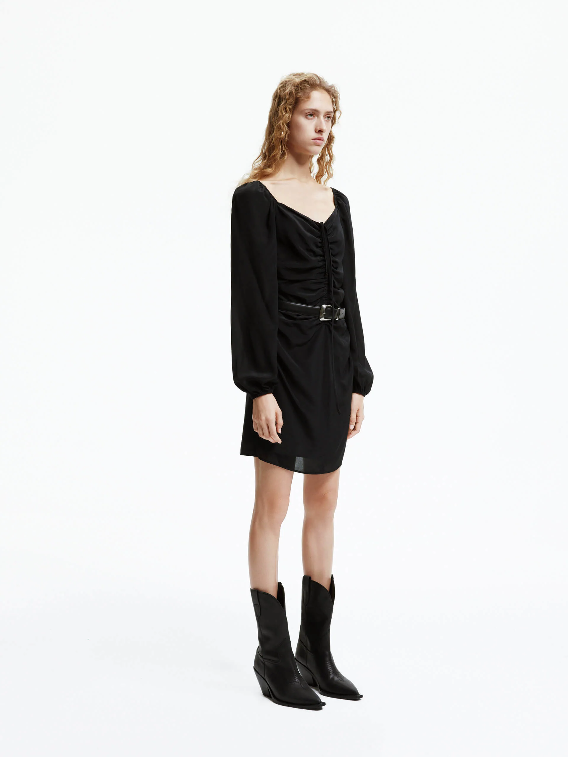 Gathered Detail Silk Dress - Image 7