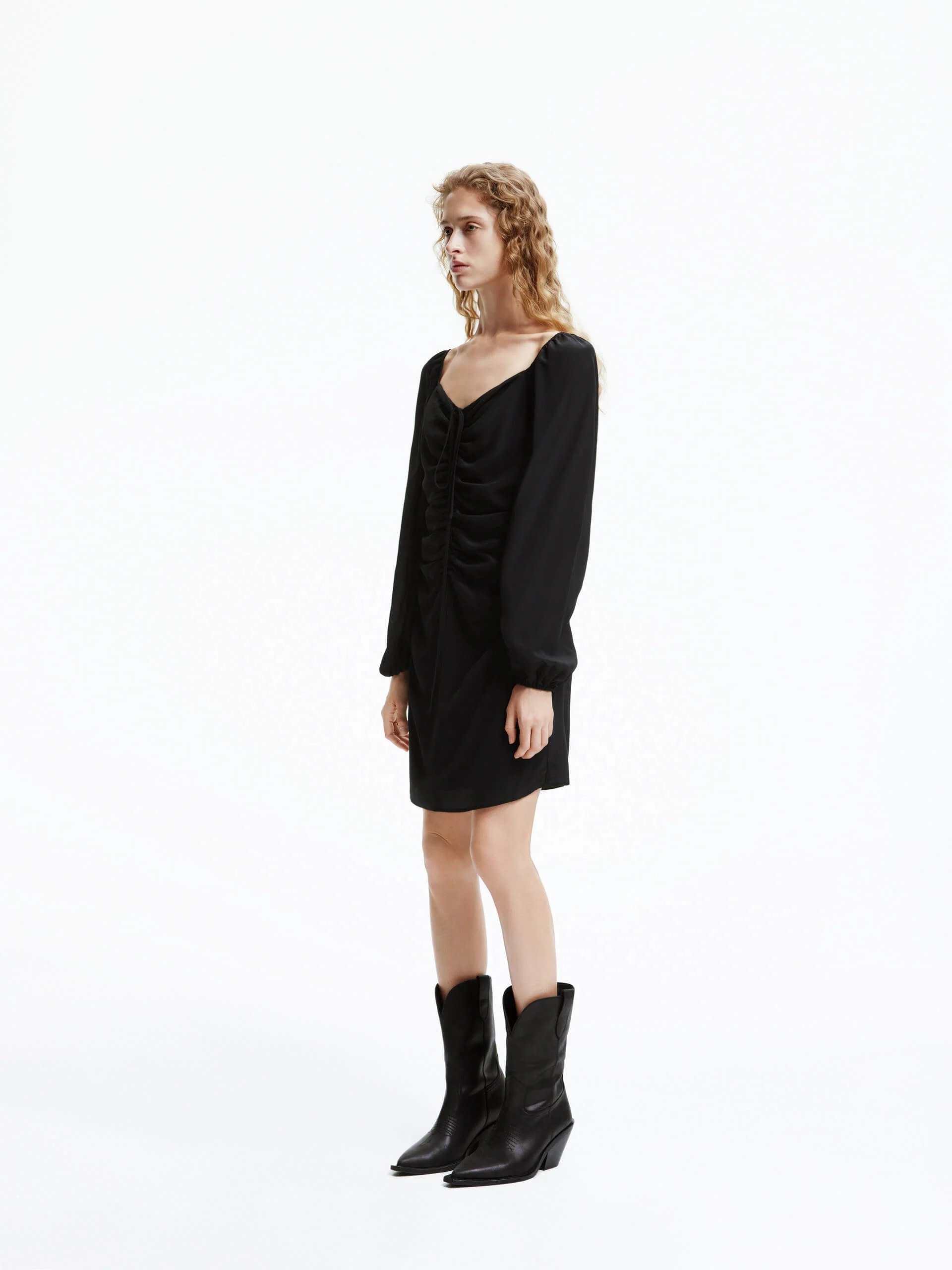 Gathered Detail Silk Dress - Image 8