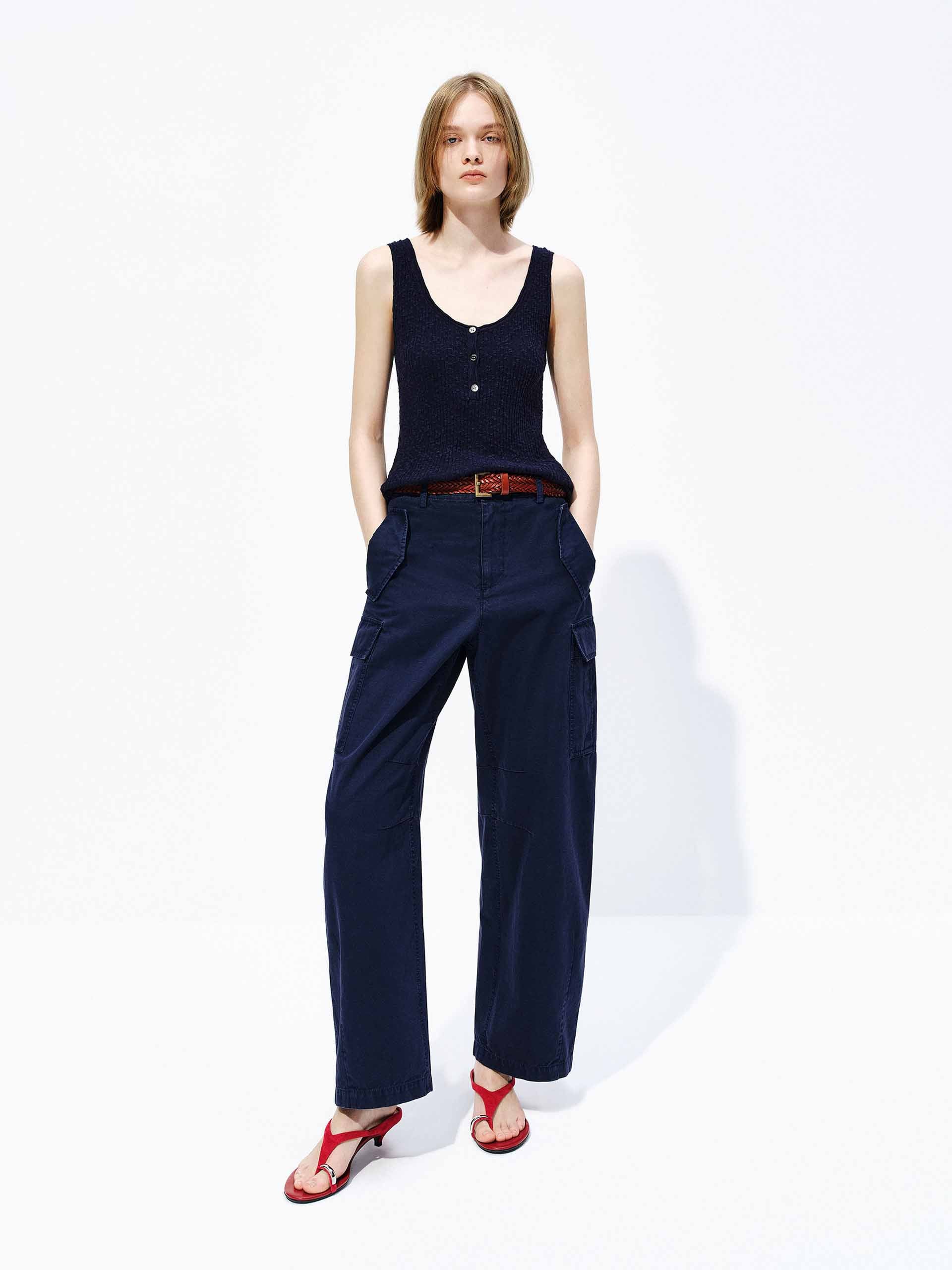 Half Button Cotton Knit Tank - Image 17