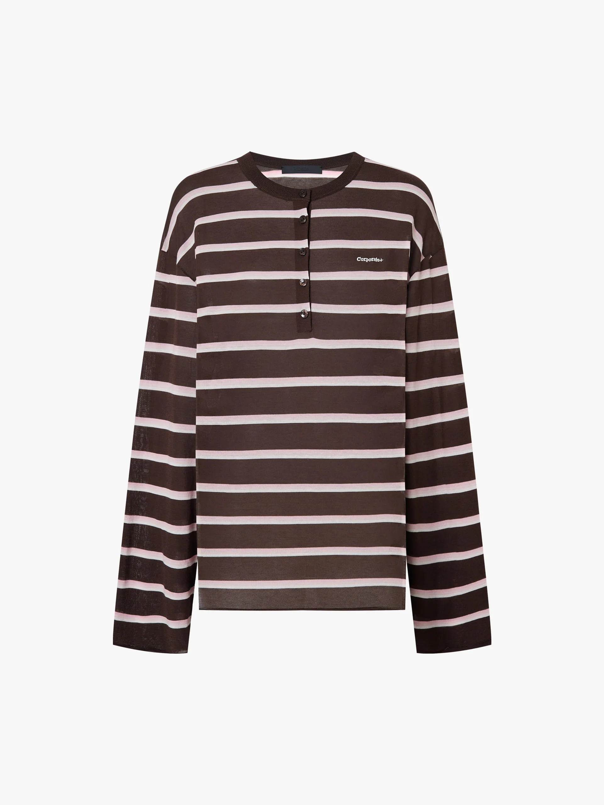 Half Button Striped Knit Top - Image 5