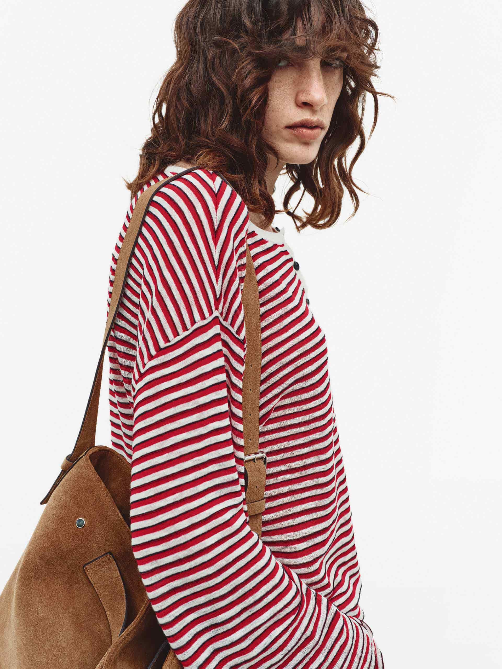Half Button Striped Knit Top - Image 6