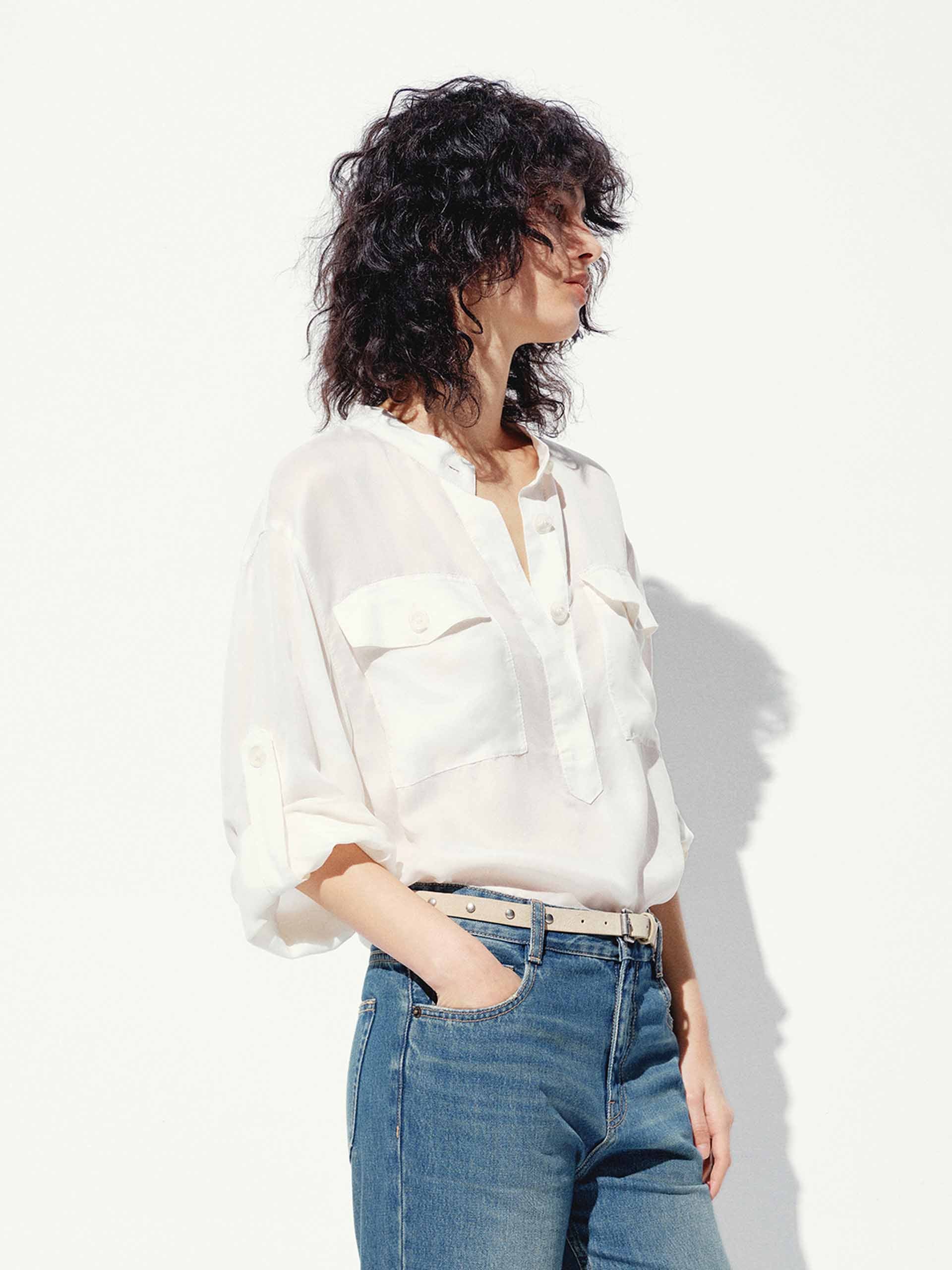 Half Button White Blouse - Image 6