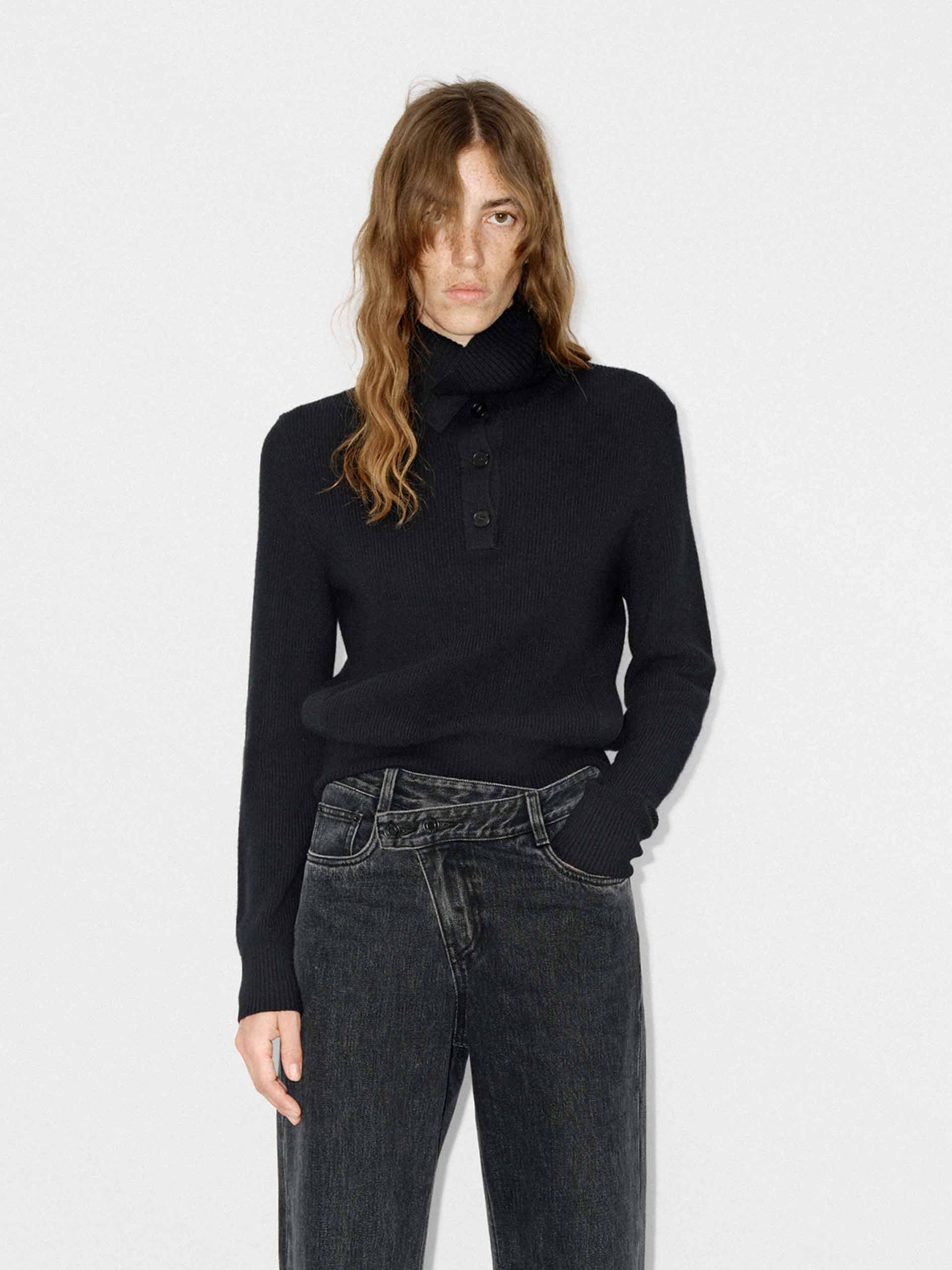 Half Button Wool Knit Top - Image 6