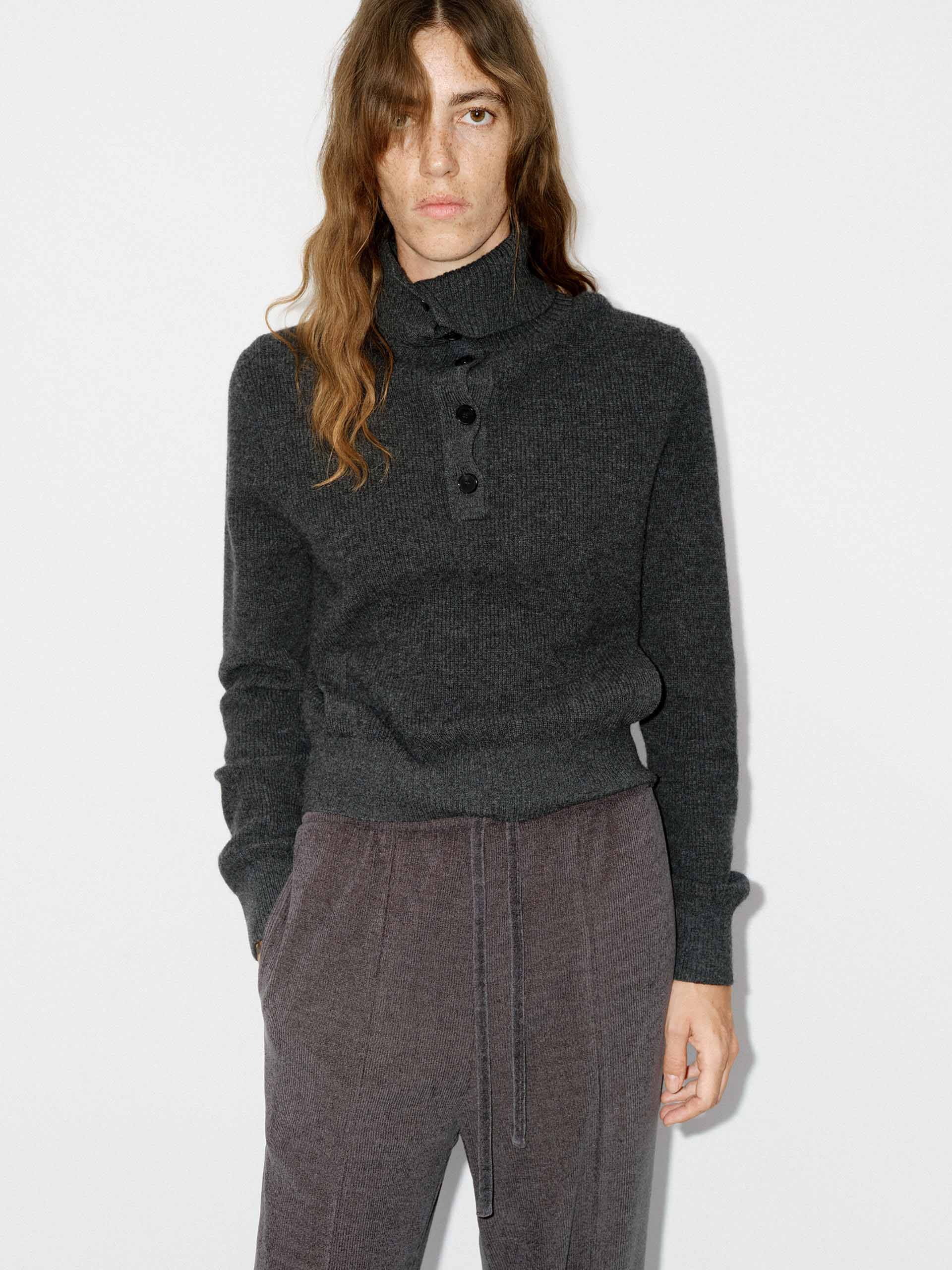 Half Button Wool Knit Top - Image 8