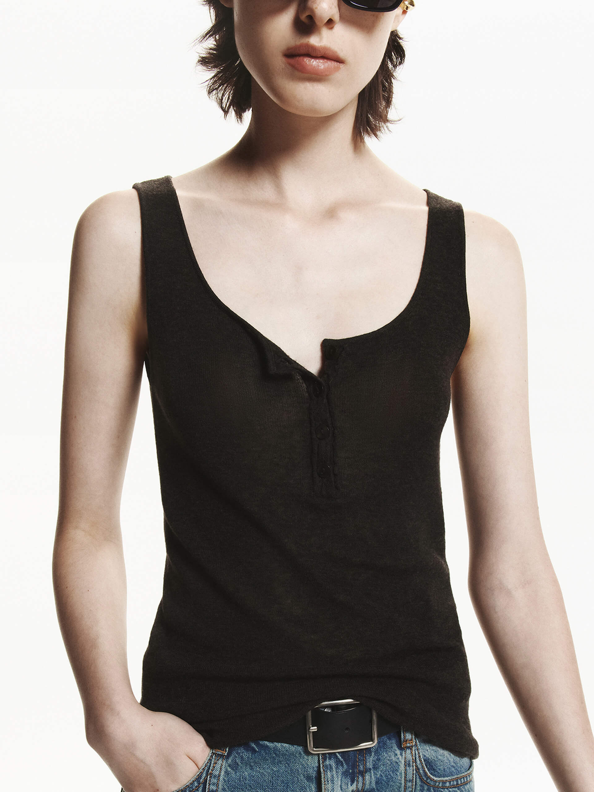 Half Button Wool Tank - Image 9