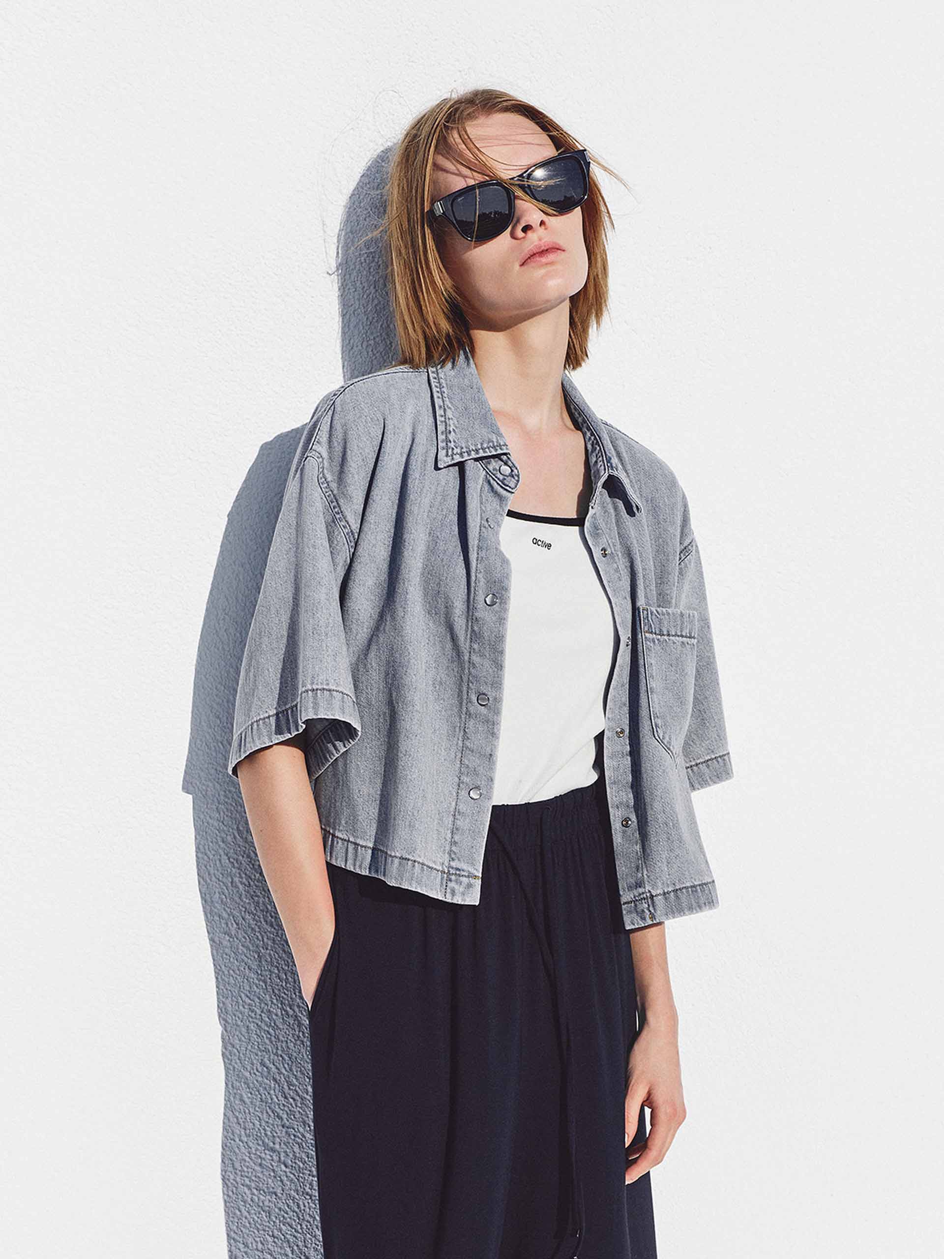 Half Sleeve Denim Shirt - Image 7