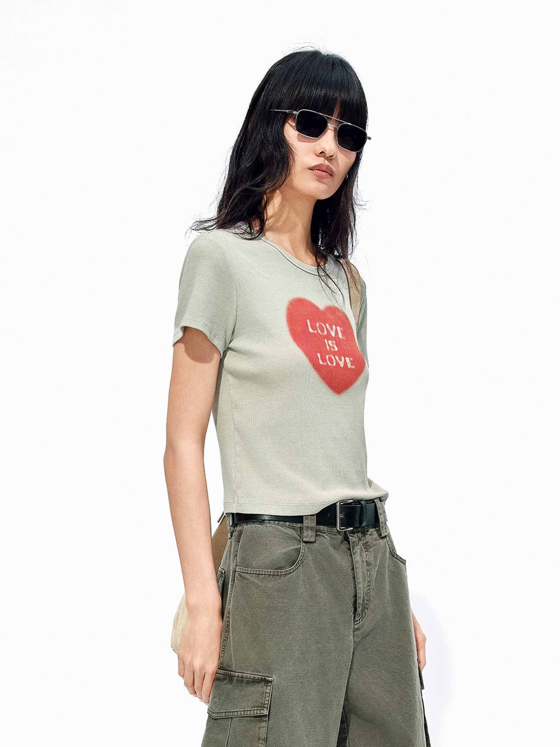 Heart Pattern Cotton T-shirt - Image 8