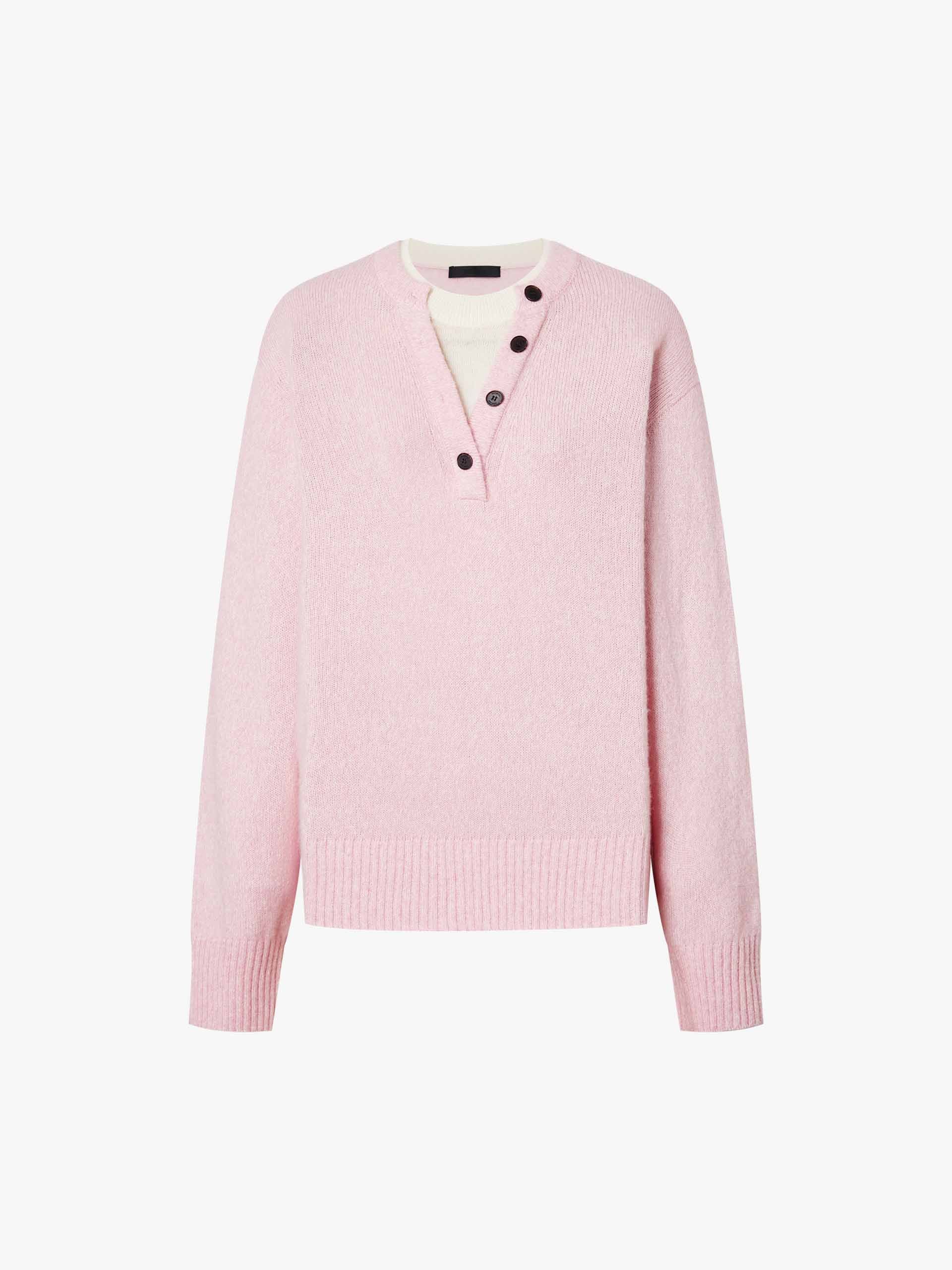 Henley Collar Wool Blend Sweater - Image 12