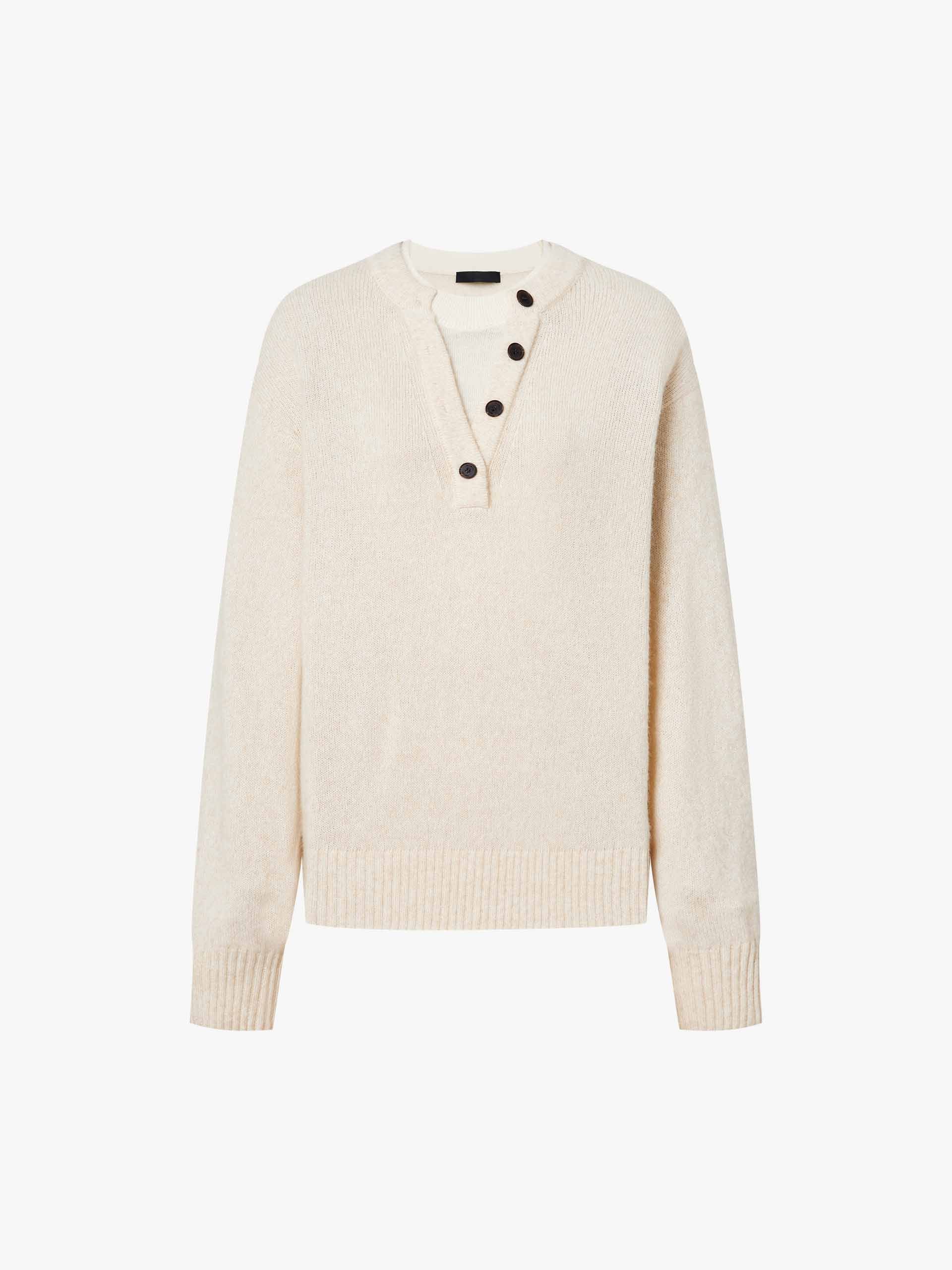 Henley Collar Wool Blend Sweater - Image 5