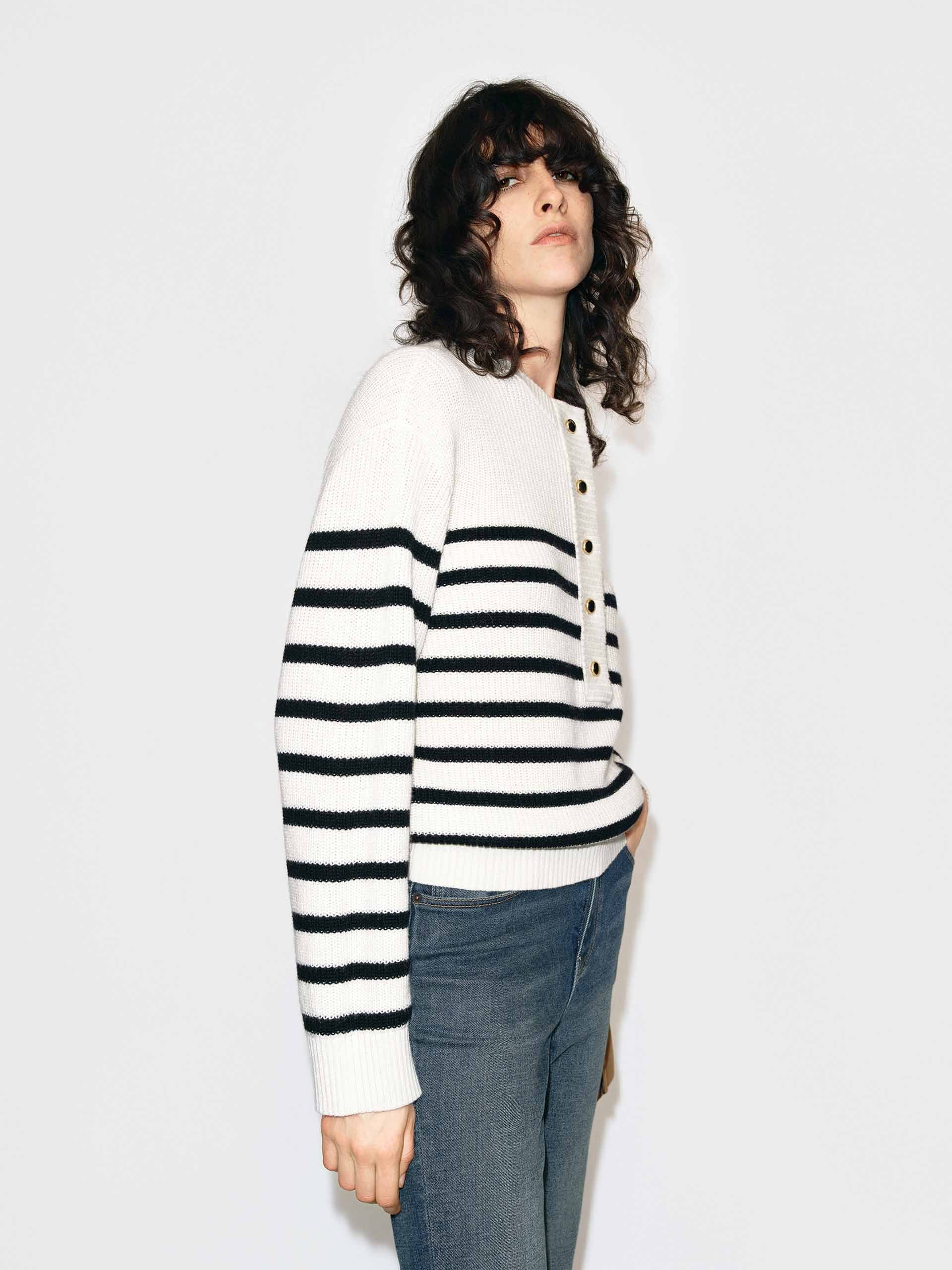 Henley Collar Wool Sweater - Image 10