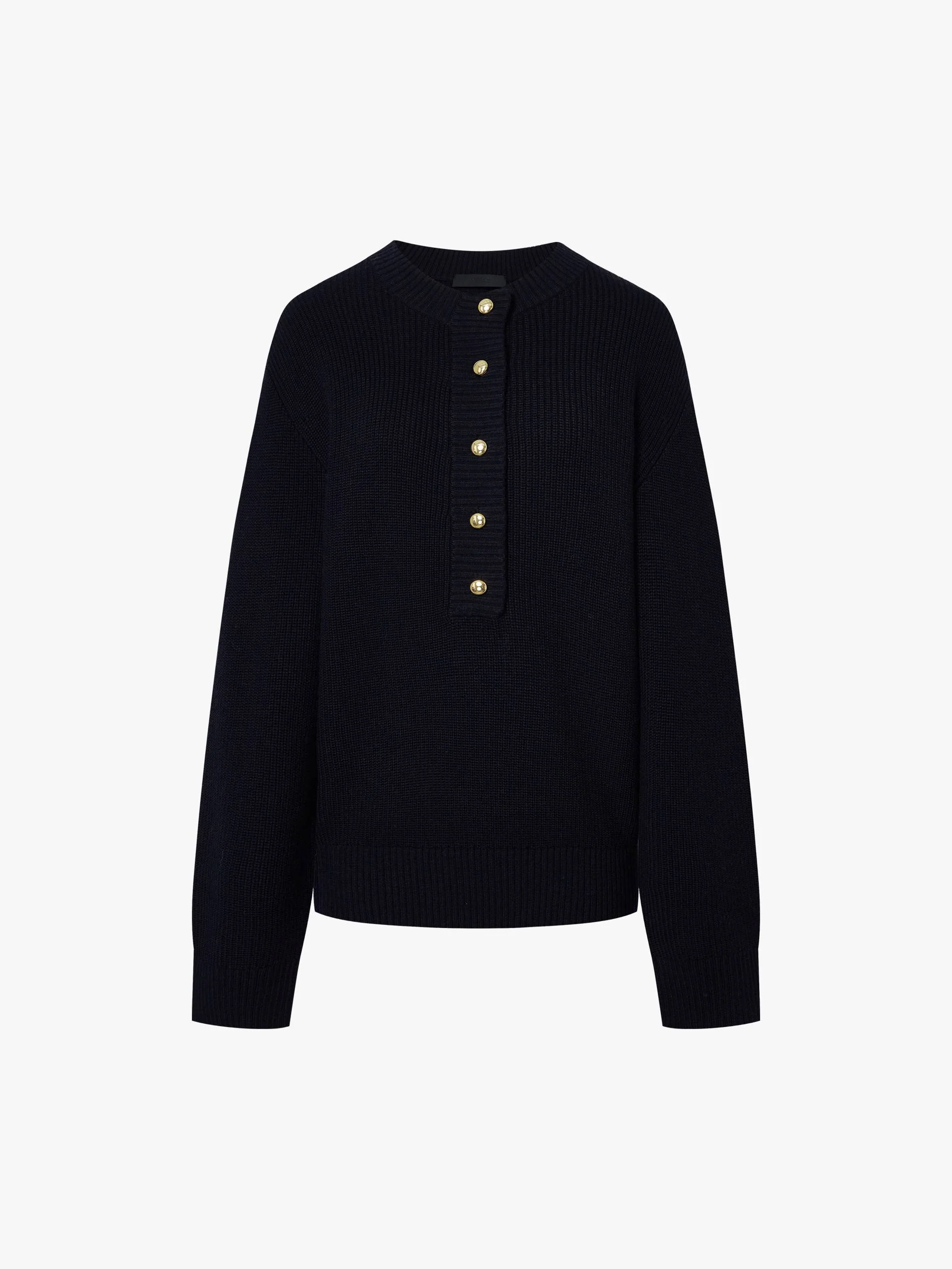 Henley Collar Wool Sweater - Image 5