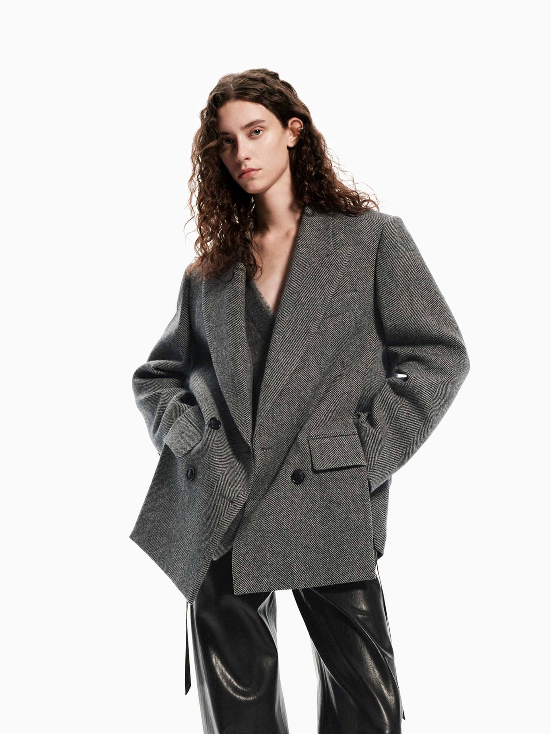 Herringbone Structured Coat - Image 3