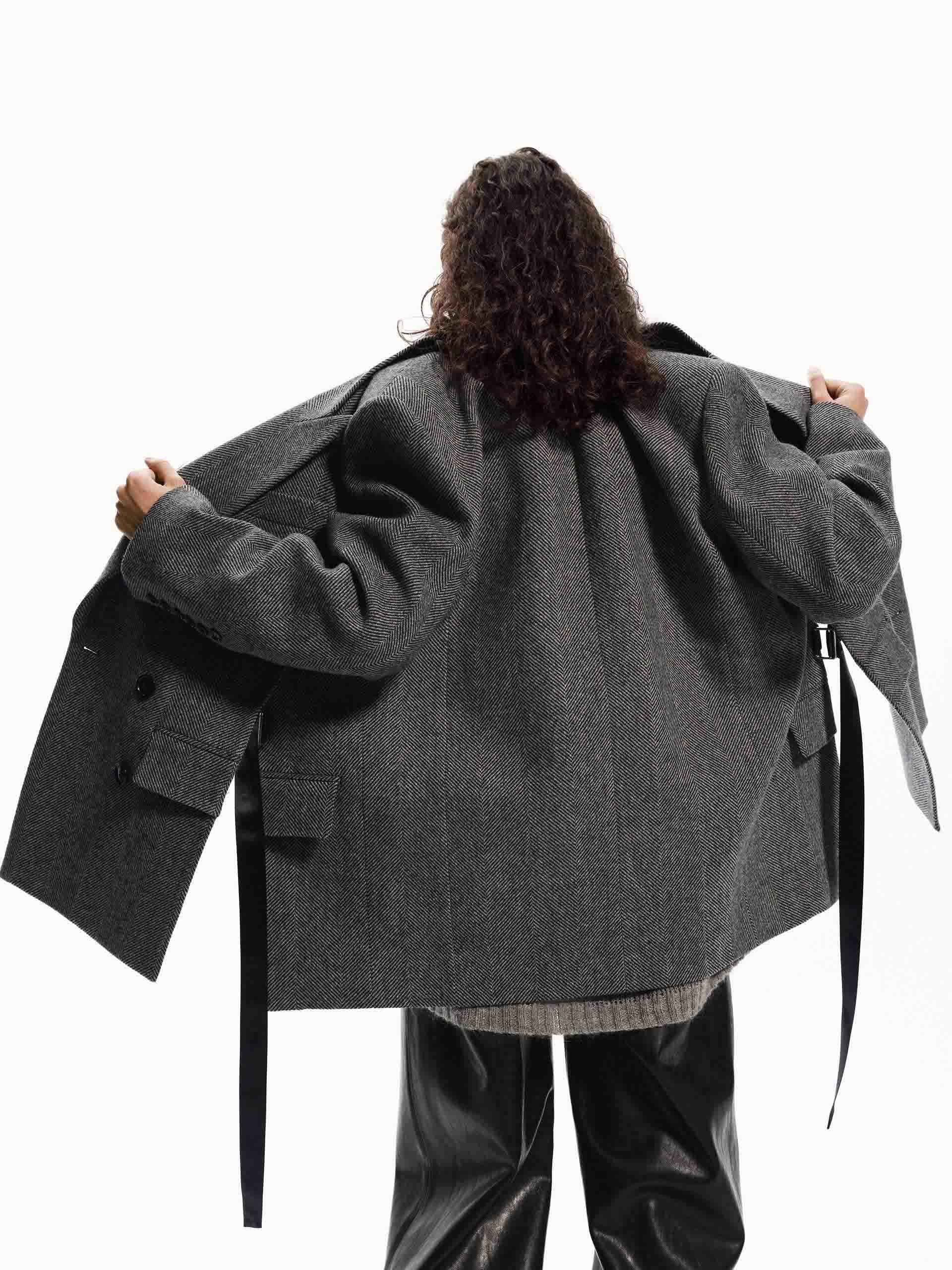 Herringbone Structured Coat - Image 6