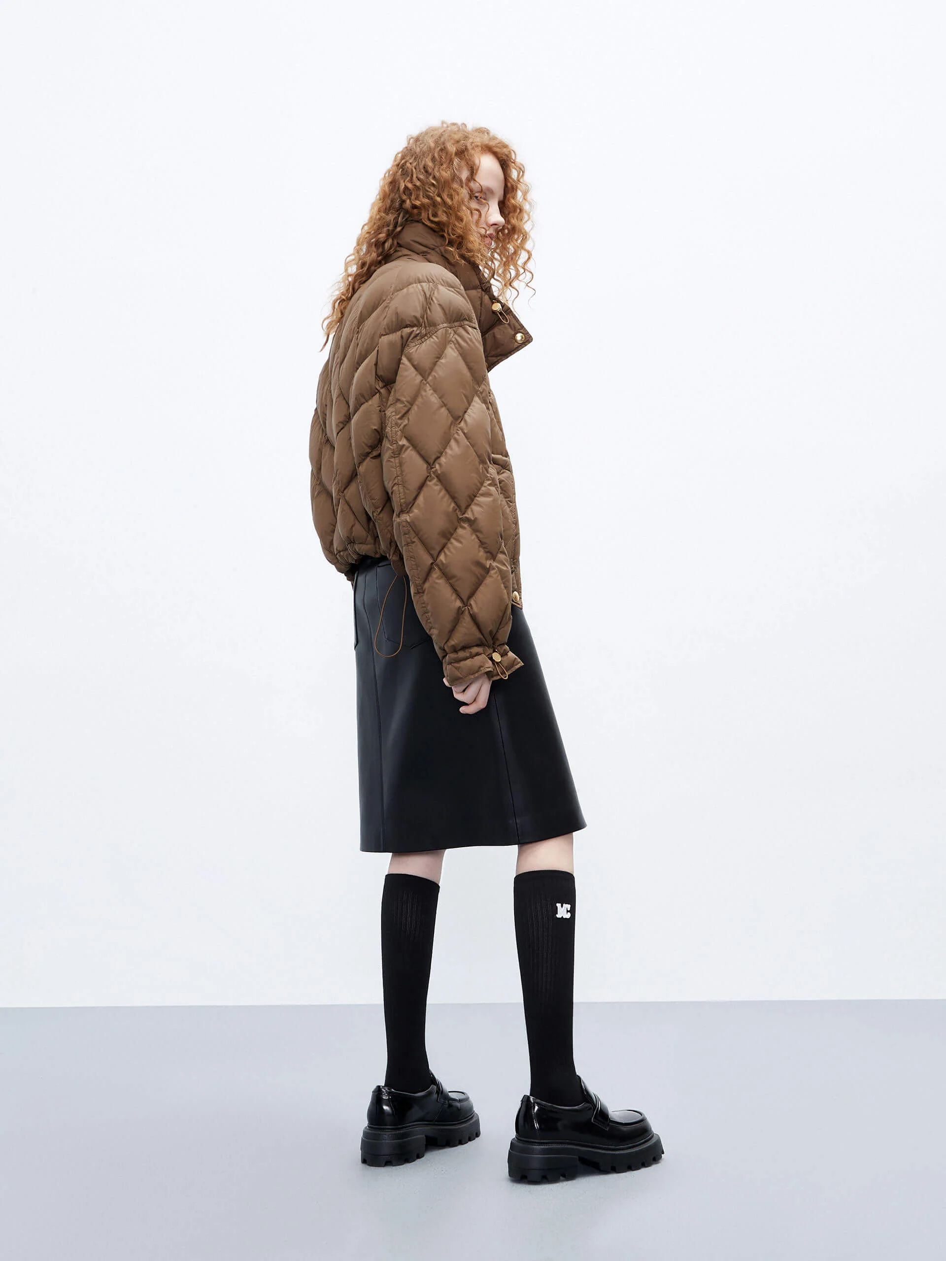 High Collar Cropped Down Jacket - Image 11
