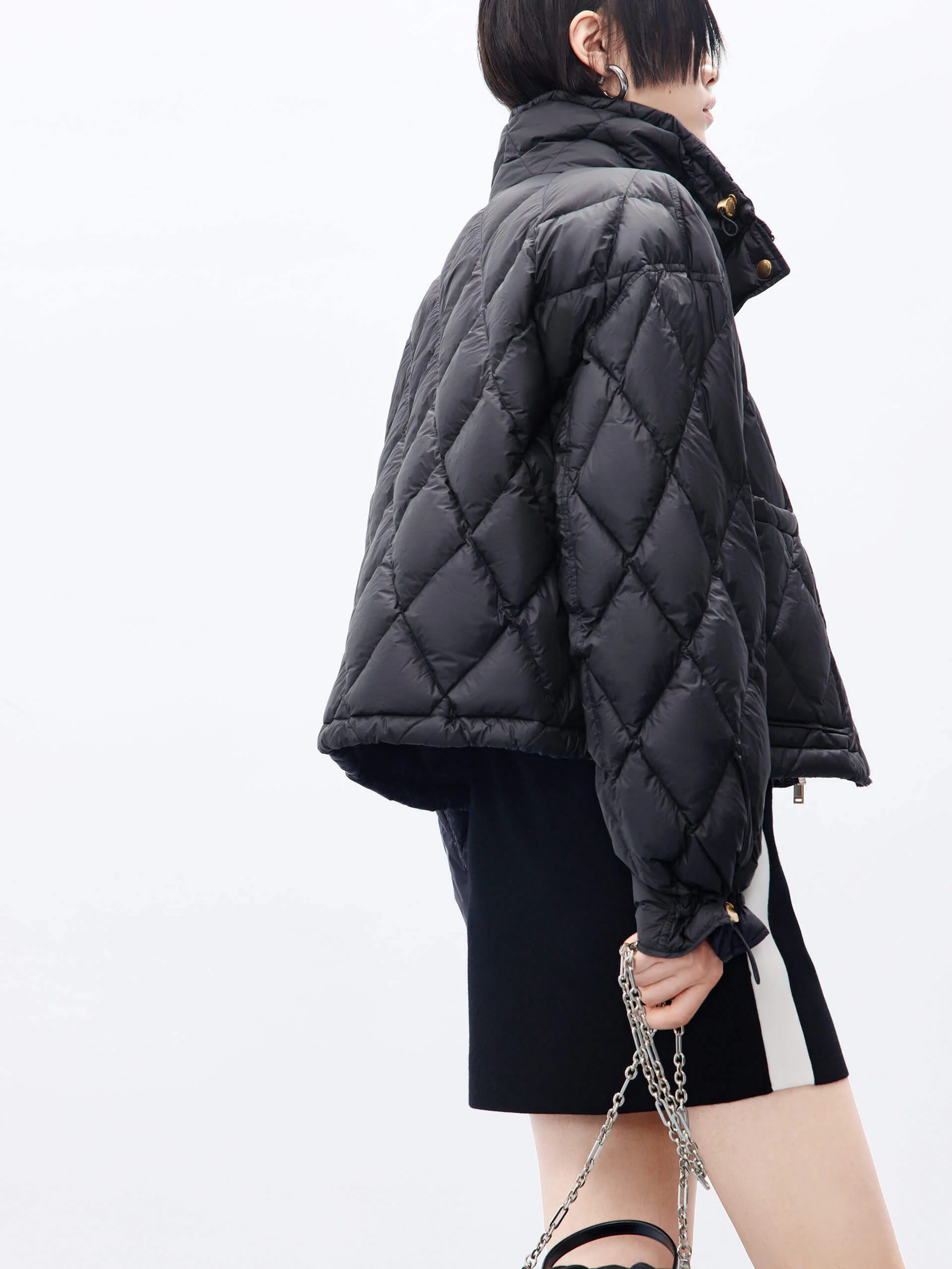 High Collar Cropped Down Jacket - Image 15
