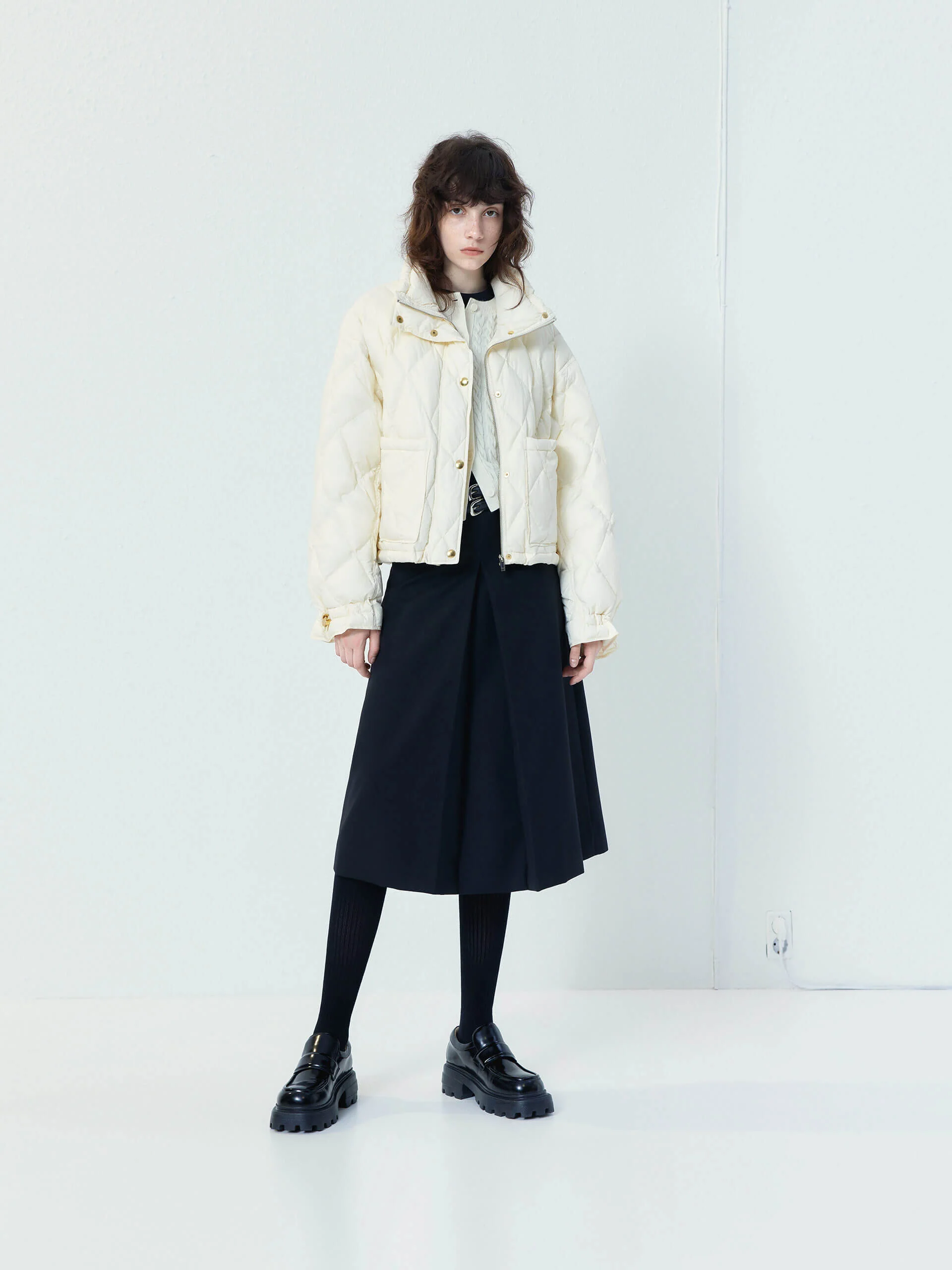 High Collar Cropped Down Jacket - Image 3
