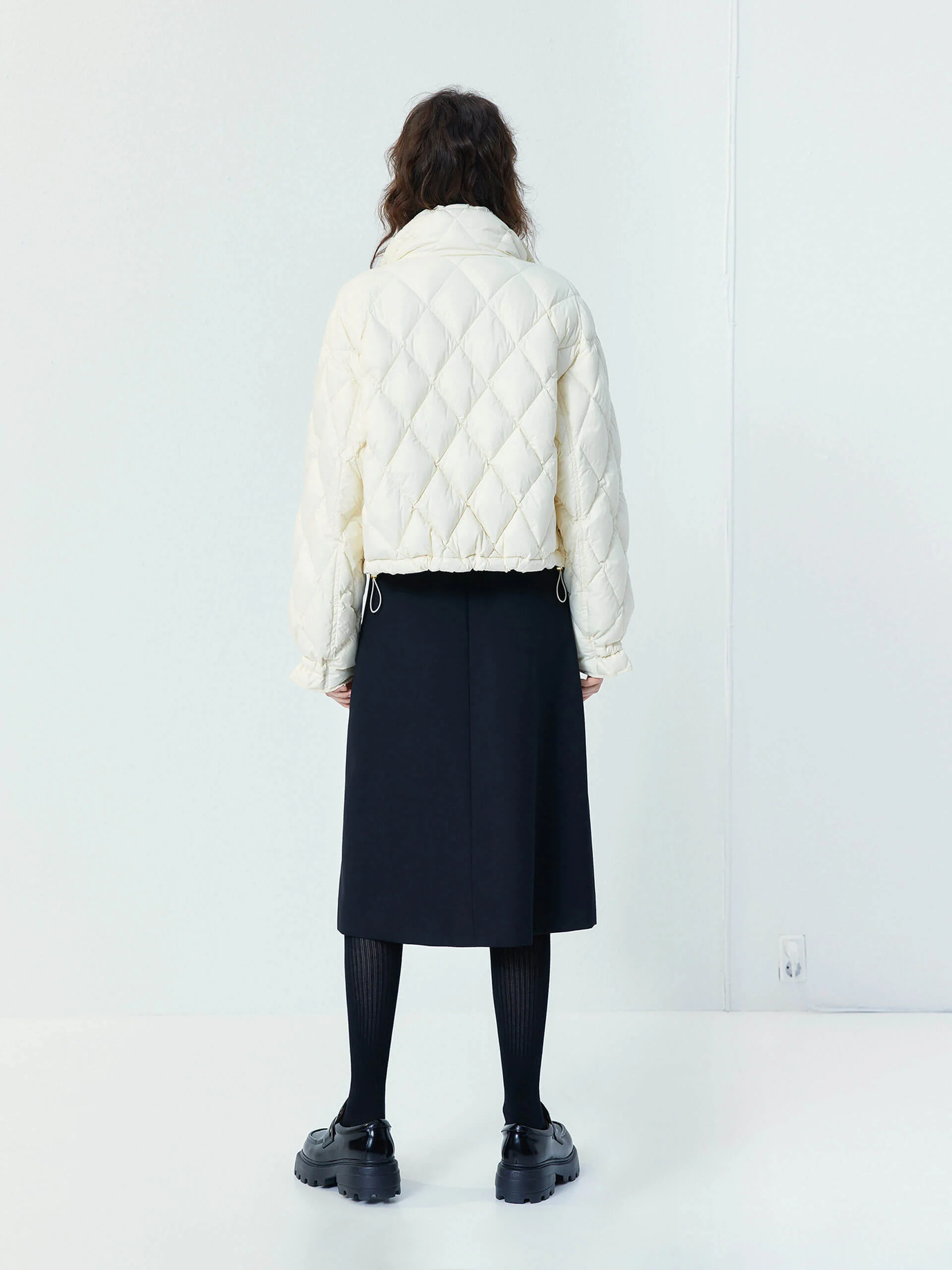 High Collar Cropped Down Jacket - Image 4