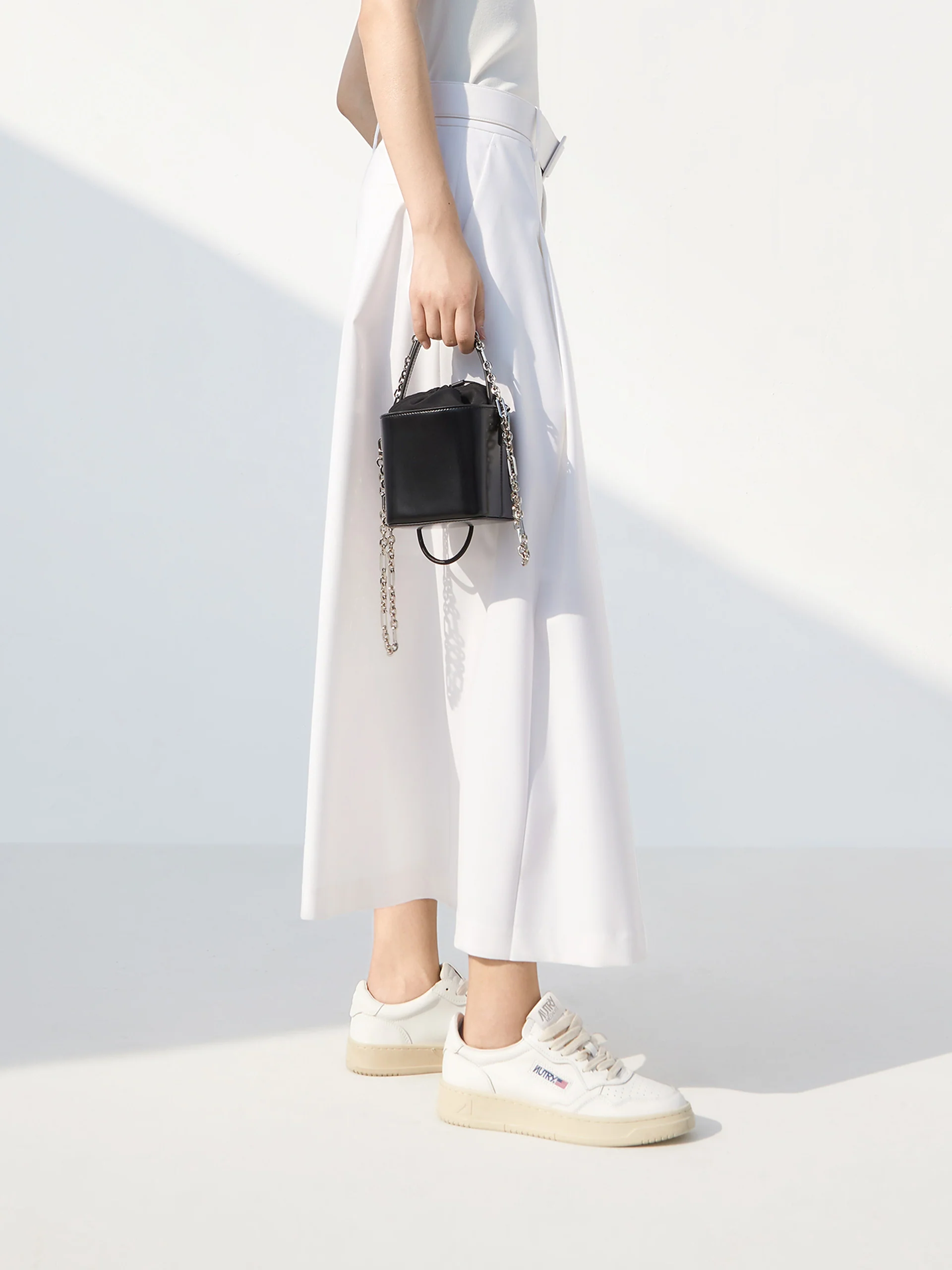 High Waist A Line Skirt with Belt - Image 9