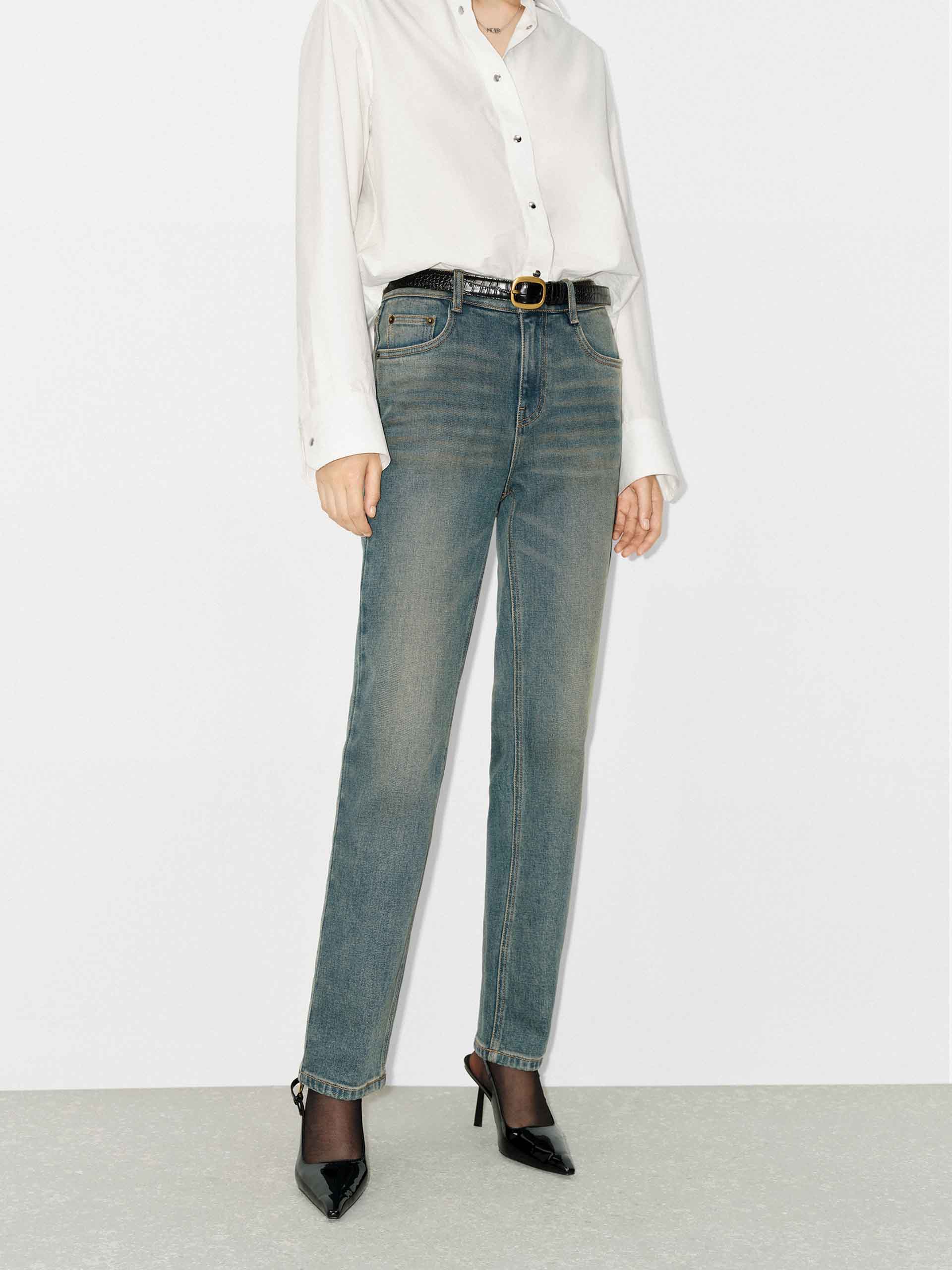 High Waist Ankle Jeans