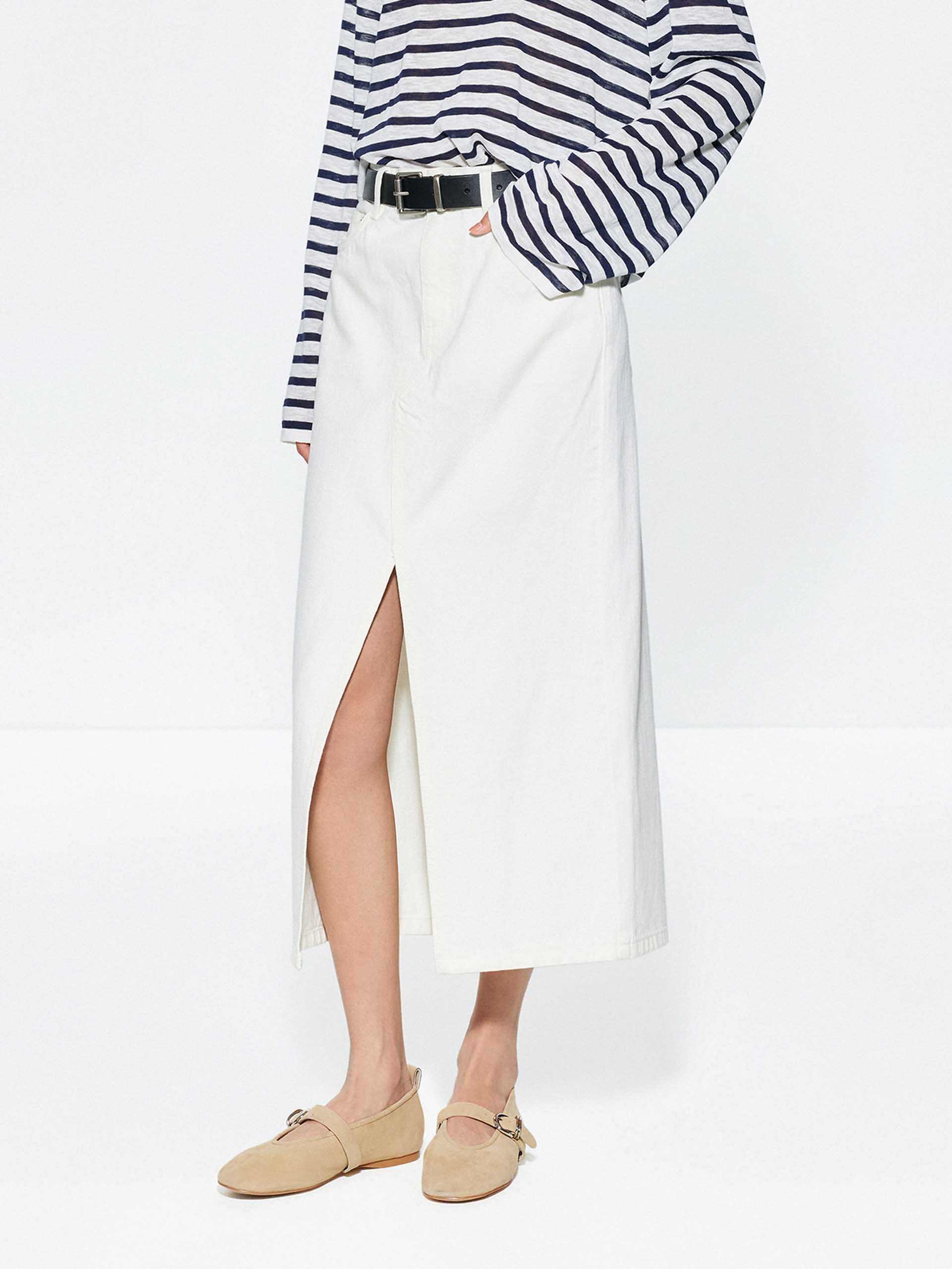 High Waist Slit Denim Skirt - Image 3