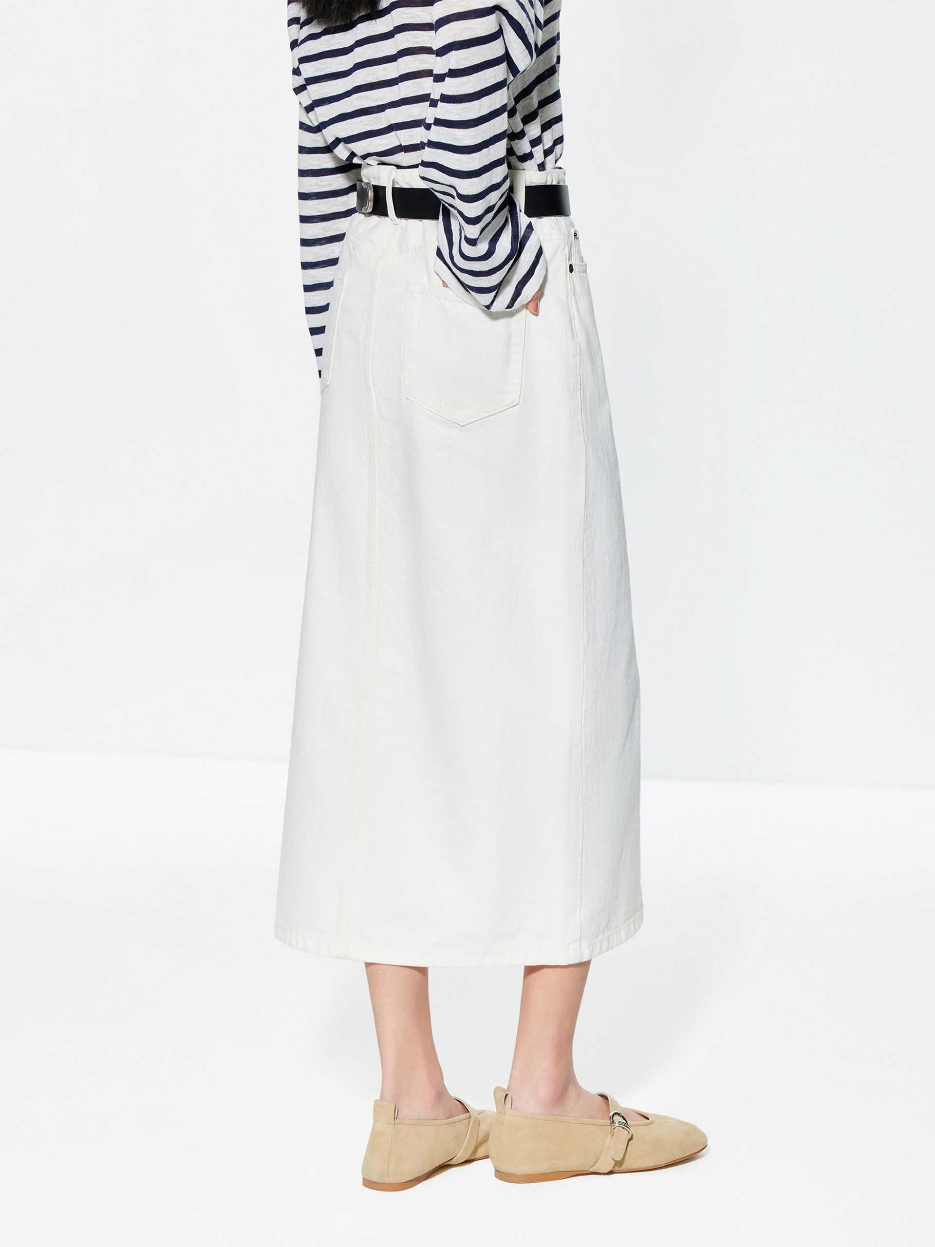High Waist Slit Denim Skirt - Image 7