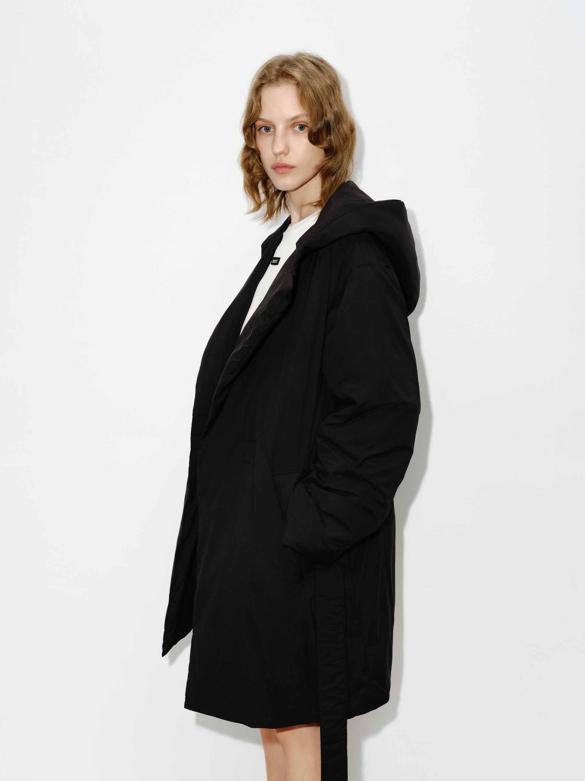 Hood Quilted Jacket with Belted - Image 15